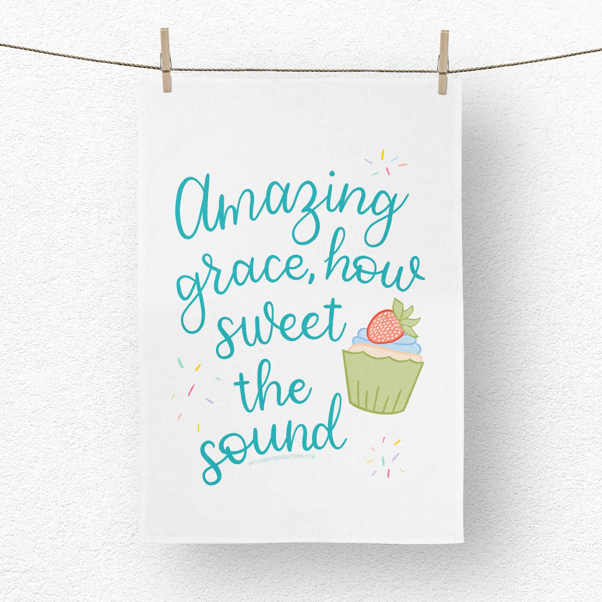 Amazing Grace How Sweet The Sound Christian Hymn Tea Towel from By the Brook Creations