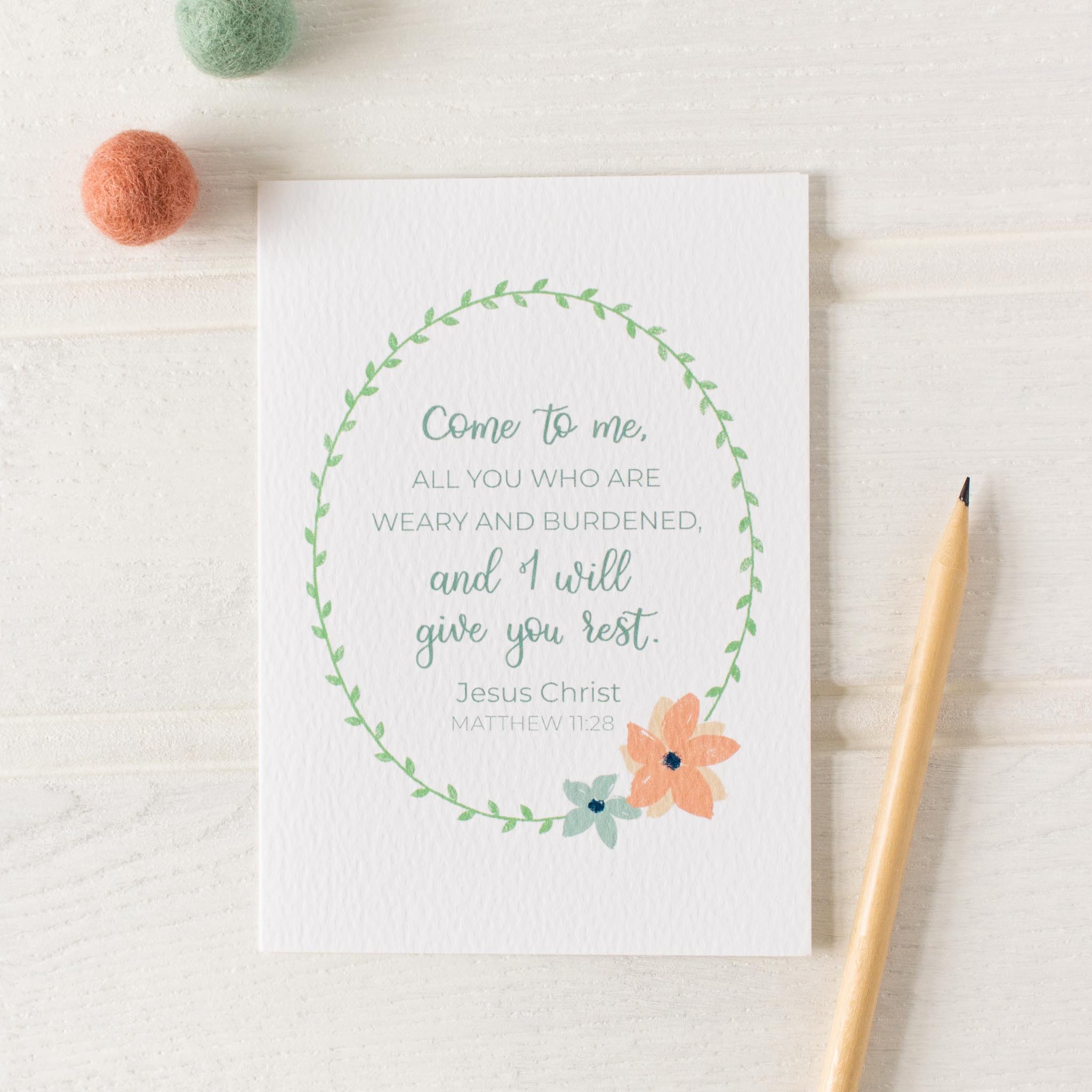 Come To Me All You Who Are Weary Card - Matthew 11:28