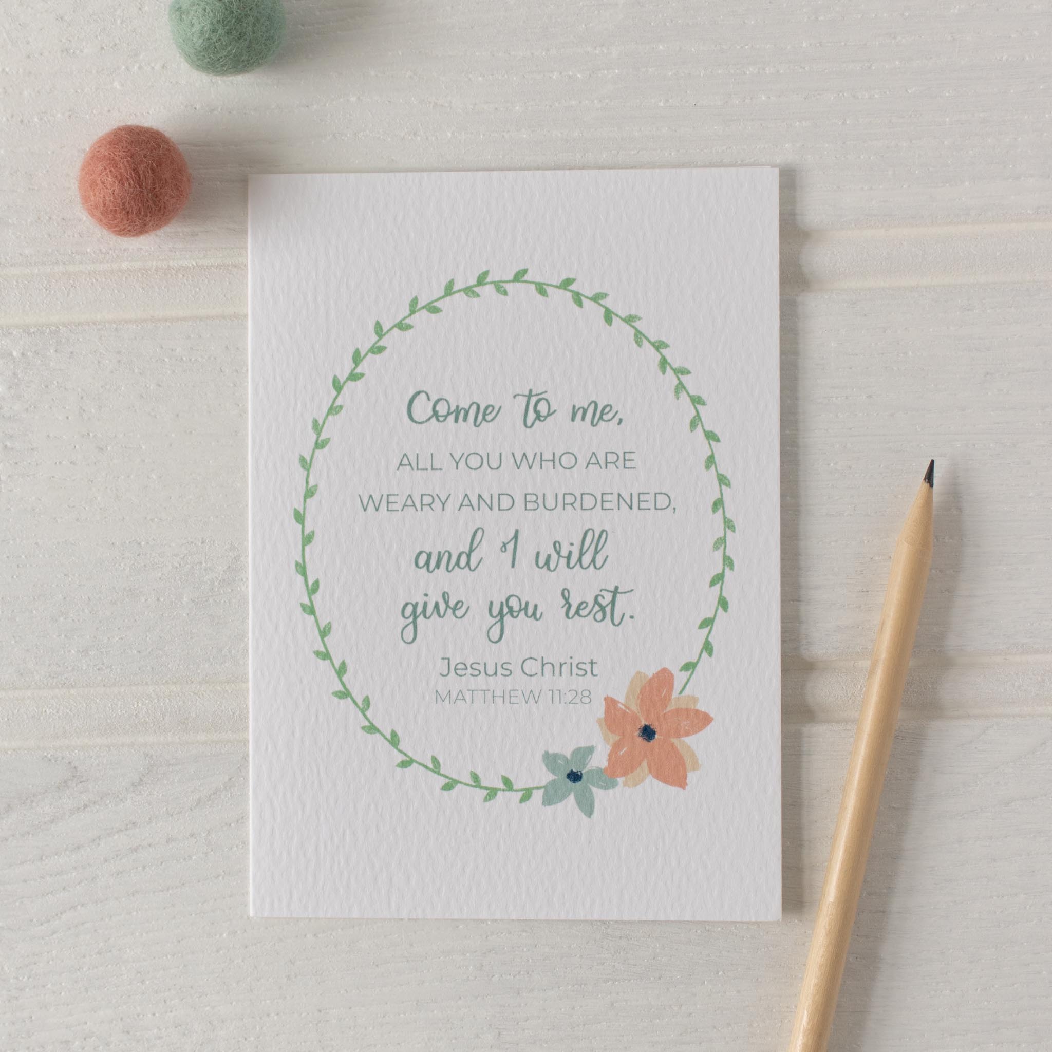 Come To Me All You Who Are Weary Card - Matthew 11:28