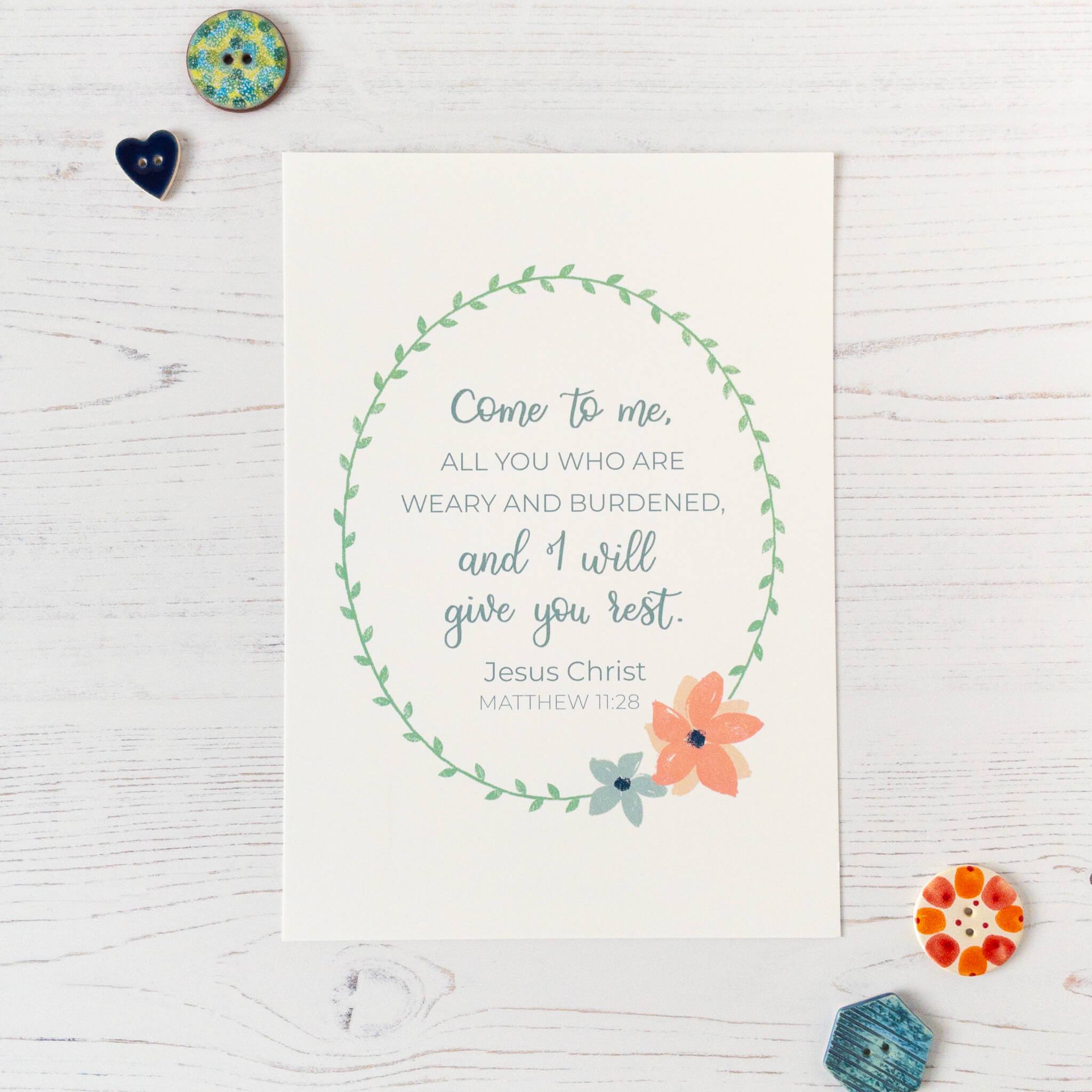 Come To Me All You Who Are Weary Print - Matthew 11:28 - By the Brook Creations