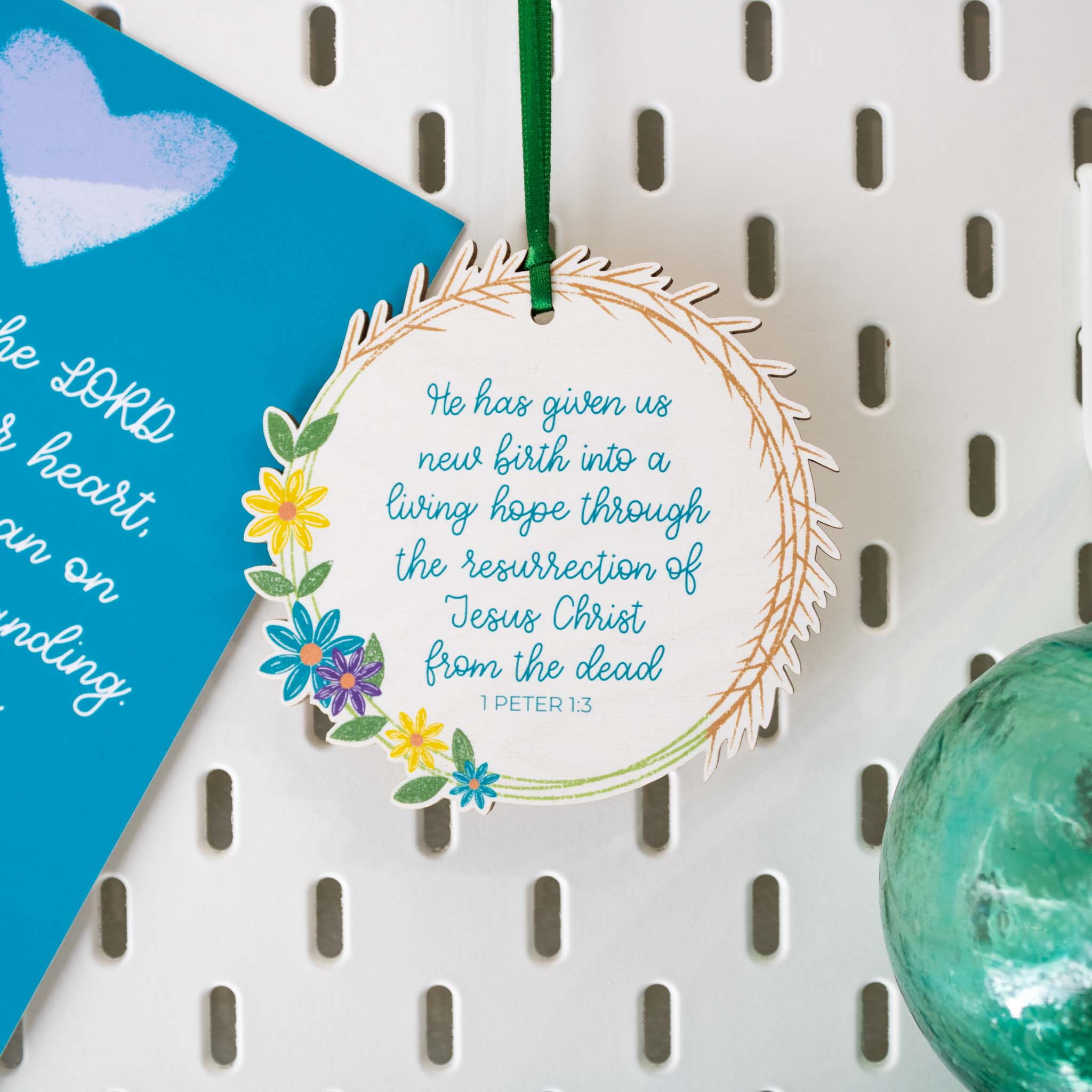 Living Hope Wooden Bible Verse Hanging Decoration on wall