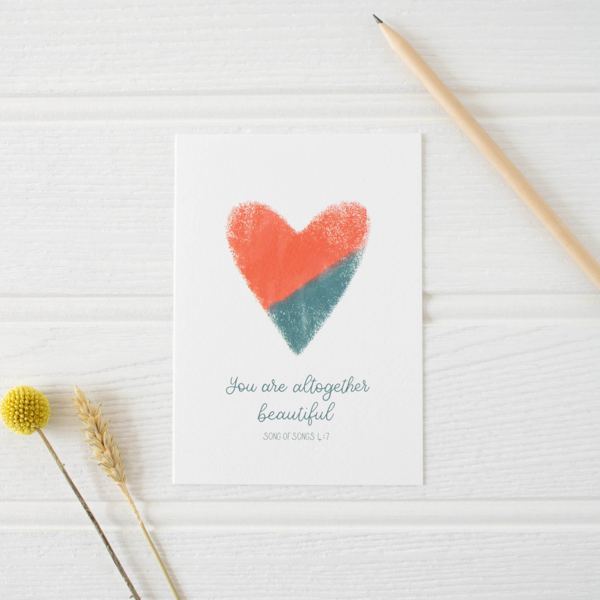 You are Altogether Beautiful Card - Song of Songs 4:7 - By the Brook Creations