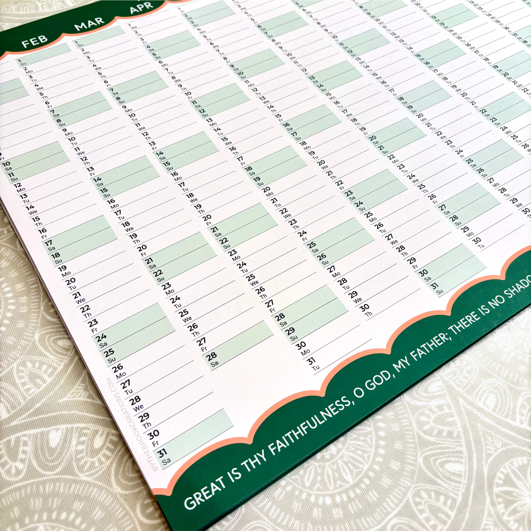 2026 Christian Wall Planner Great Is Thy Faithfulness (A2 Size)