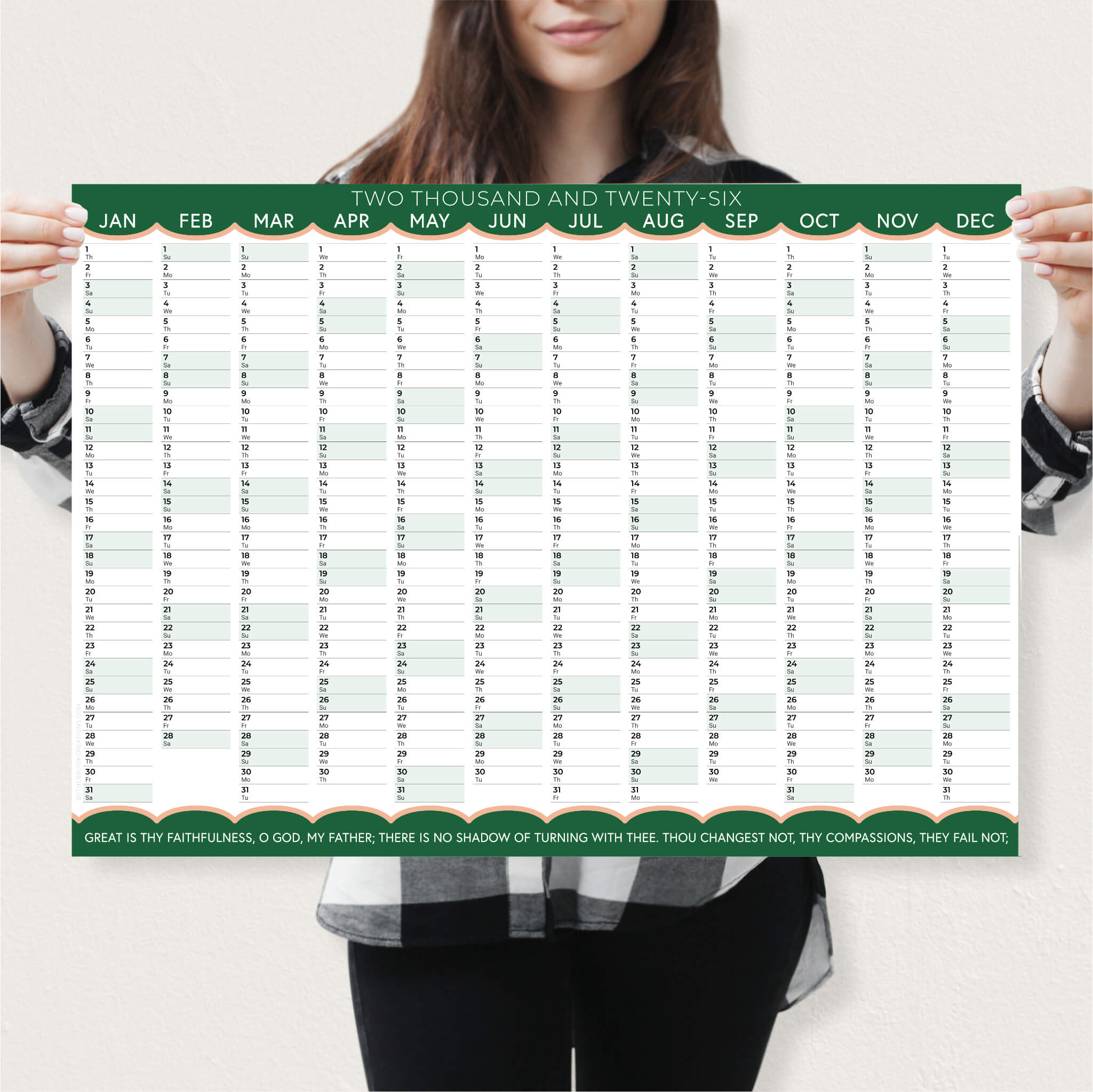 2026 Christian Wall Planner Great Is Thy Faithfulness (A2 Size)
