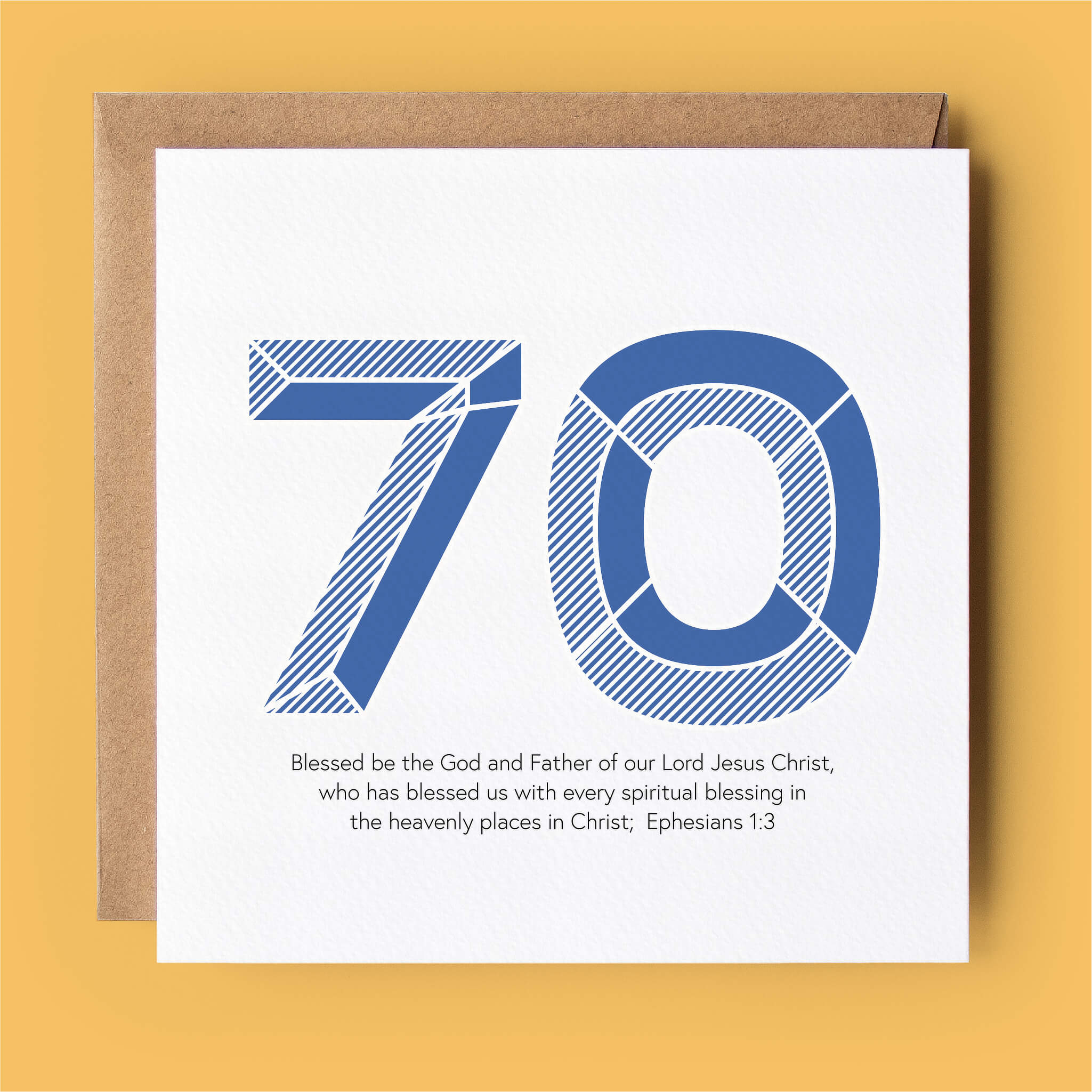 70th Birthday or Anniversary Milestone Bible Verse Christian Card