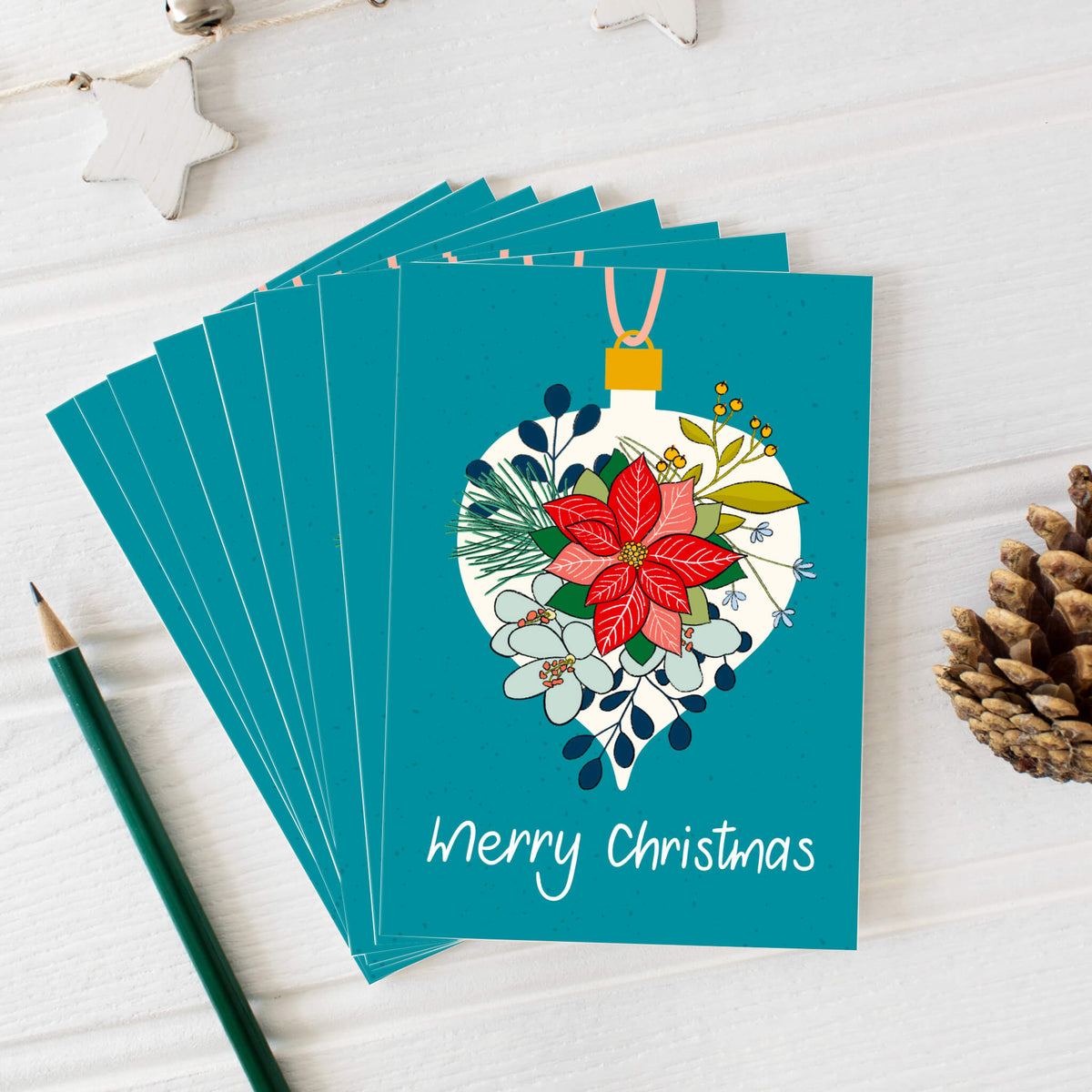 Floral Bauble Bible Verse Christmas Cards - John 1:14 (8 card pack)