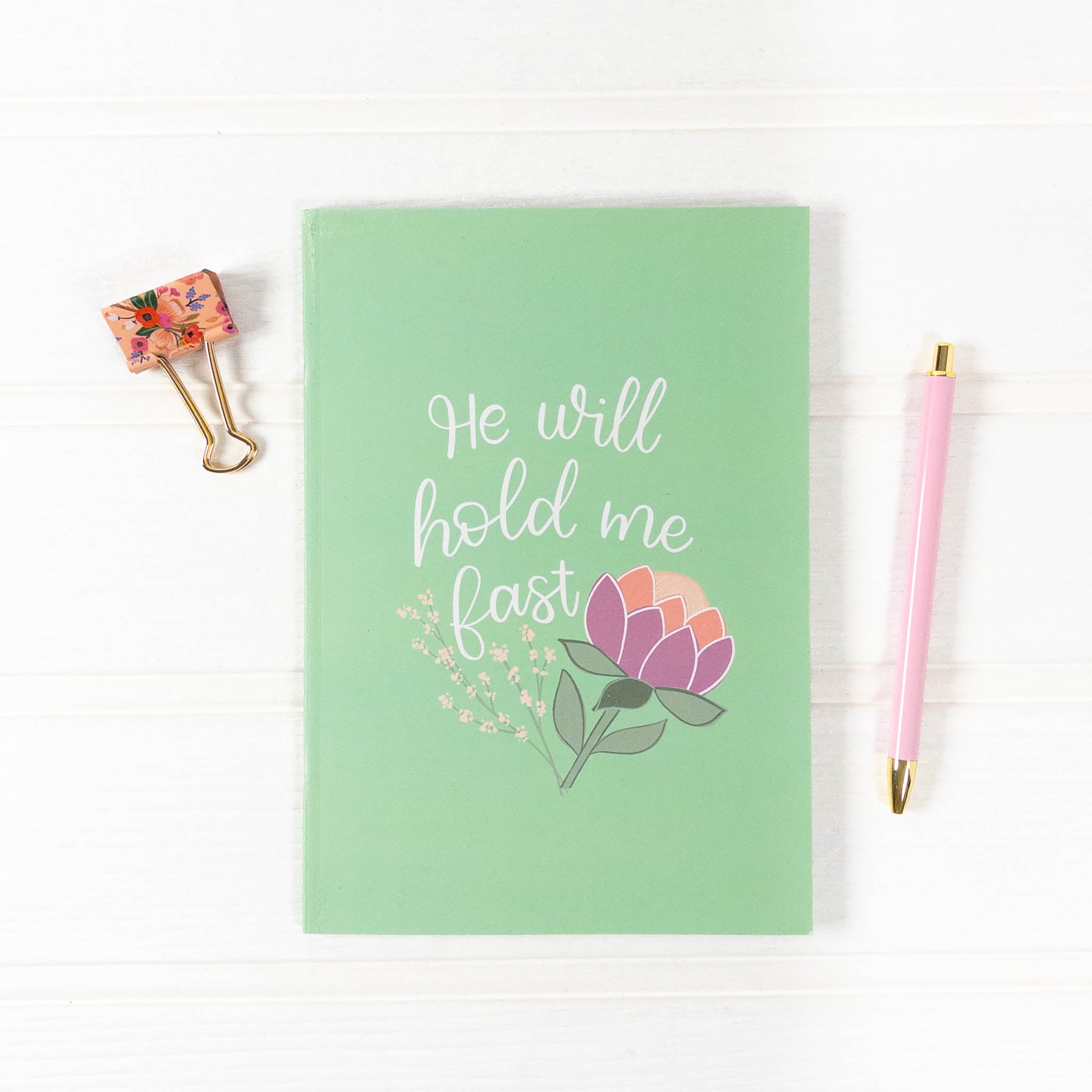 He Will Hold Me Fast A5 Recycled Paper Christian Notebook