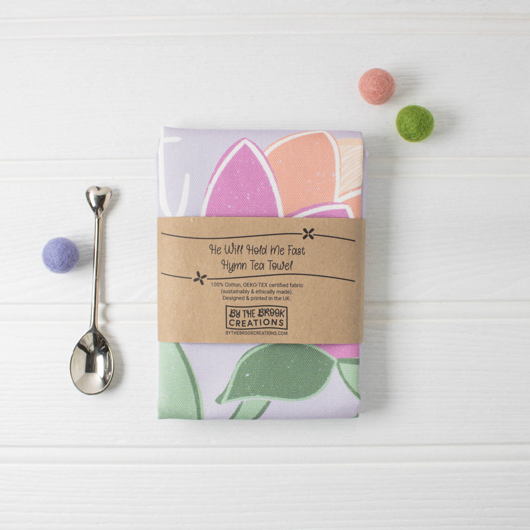 He Will Hold Me Fast Christian Hymn Tea Towel