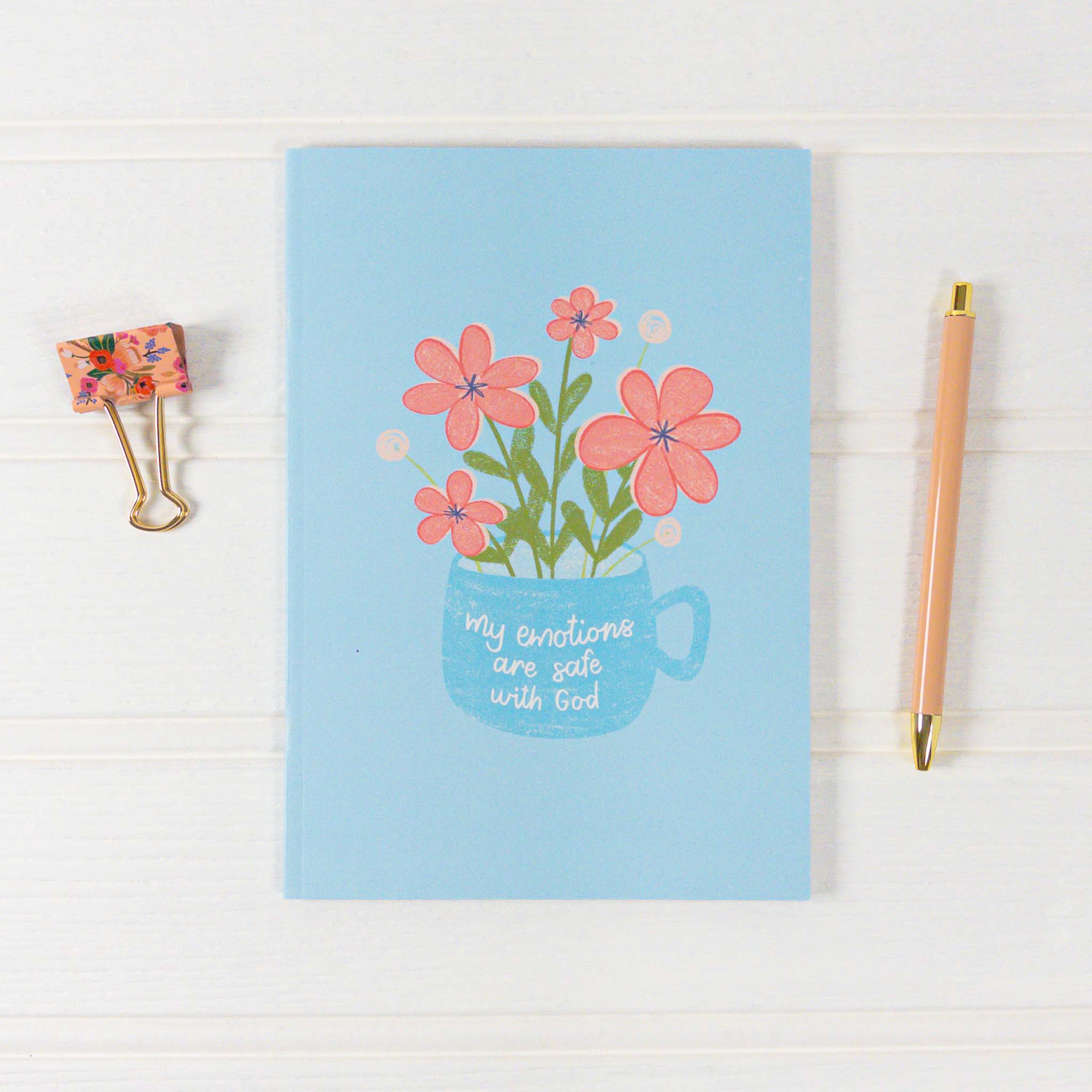 My Emotions Are Safe With God A5 Recycled Paper Christian Notebook