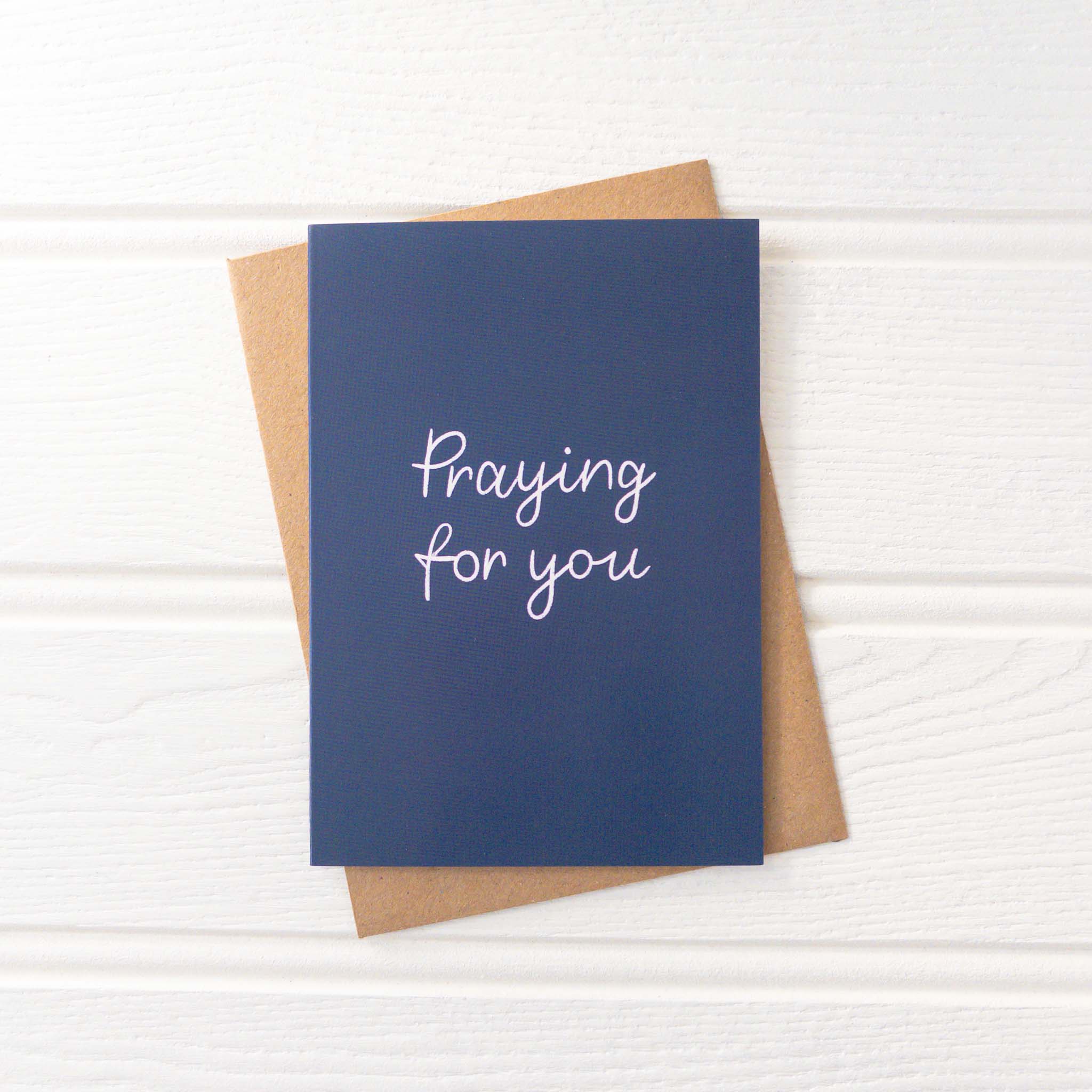 Navy and White Praying For You Card