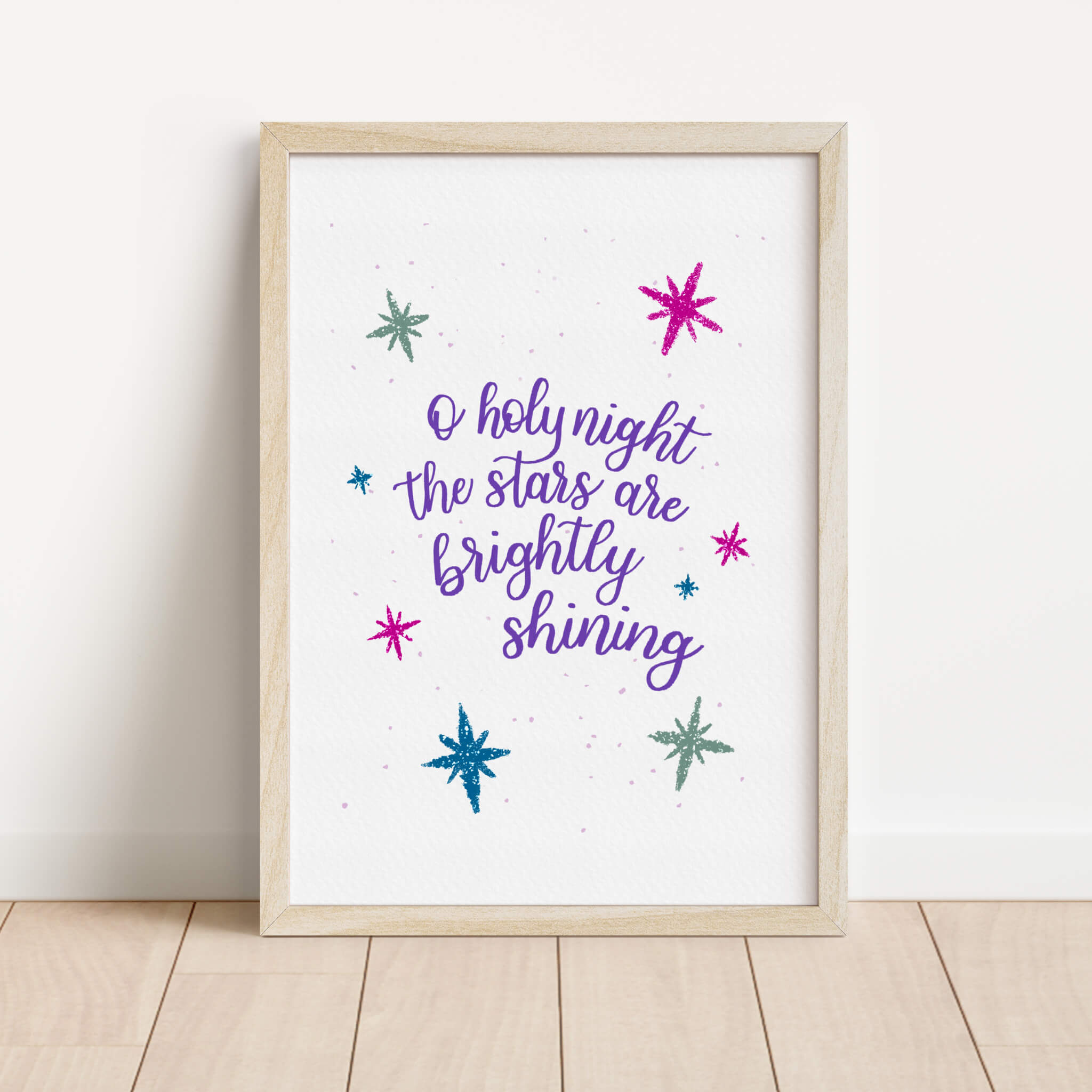 O Holy Night, The Stars Are Brightly Shining Christmas Carol Print