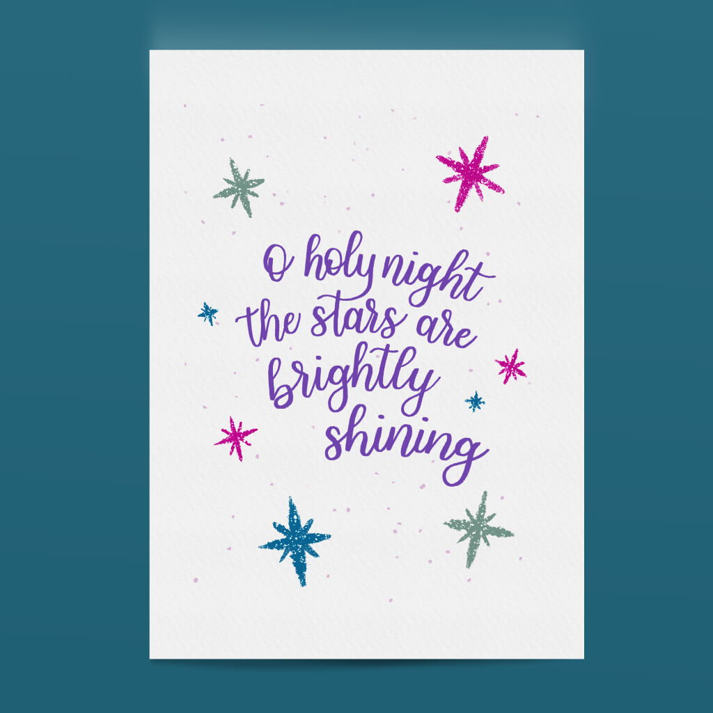 O Holy Night, The Stars Are Brightly Shining Christmas Carol Print