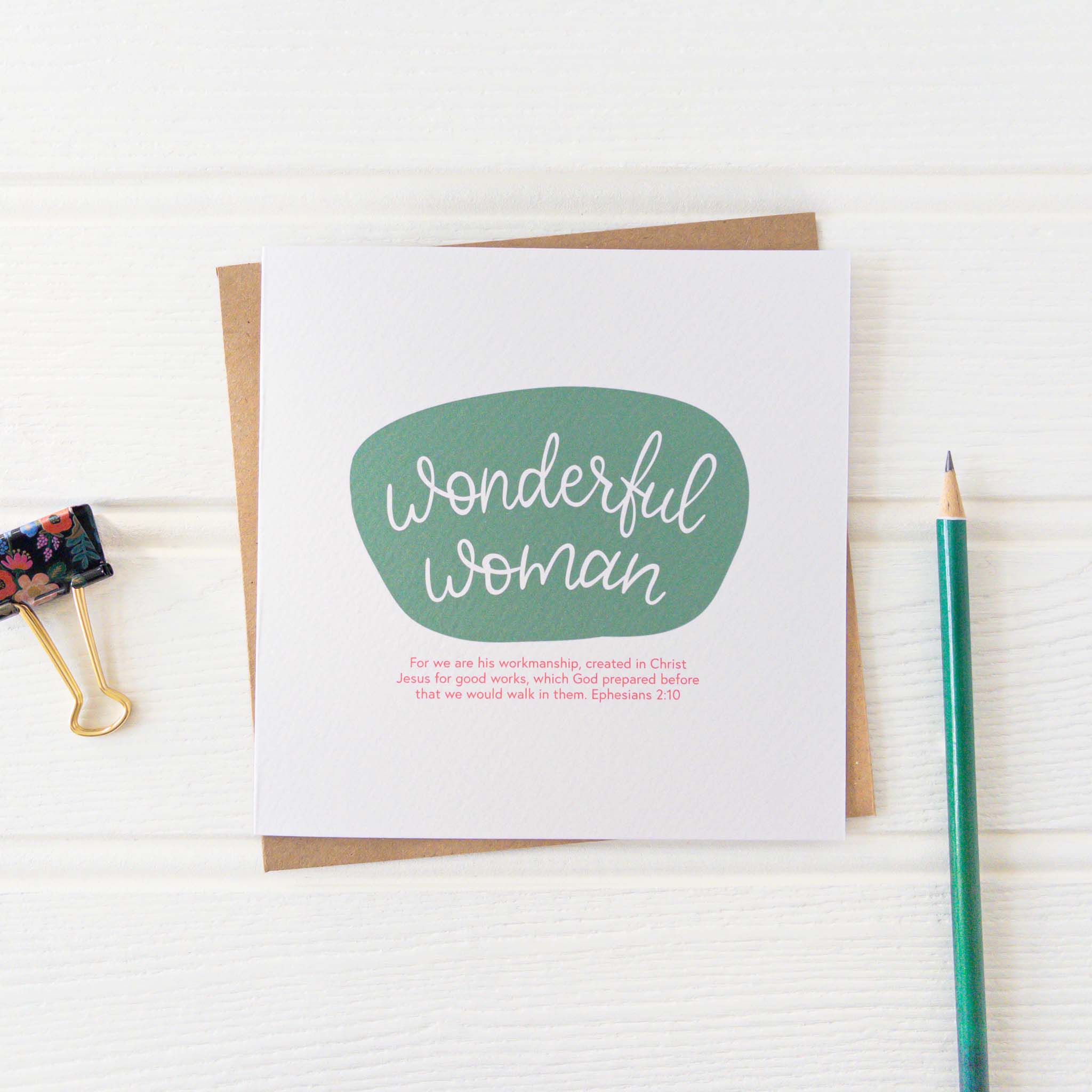Wonderful Woman Bible Verse Card - Ephesians 2:10