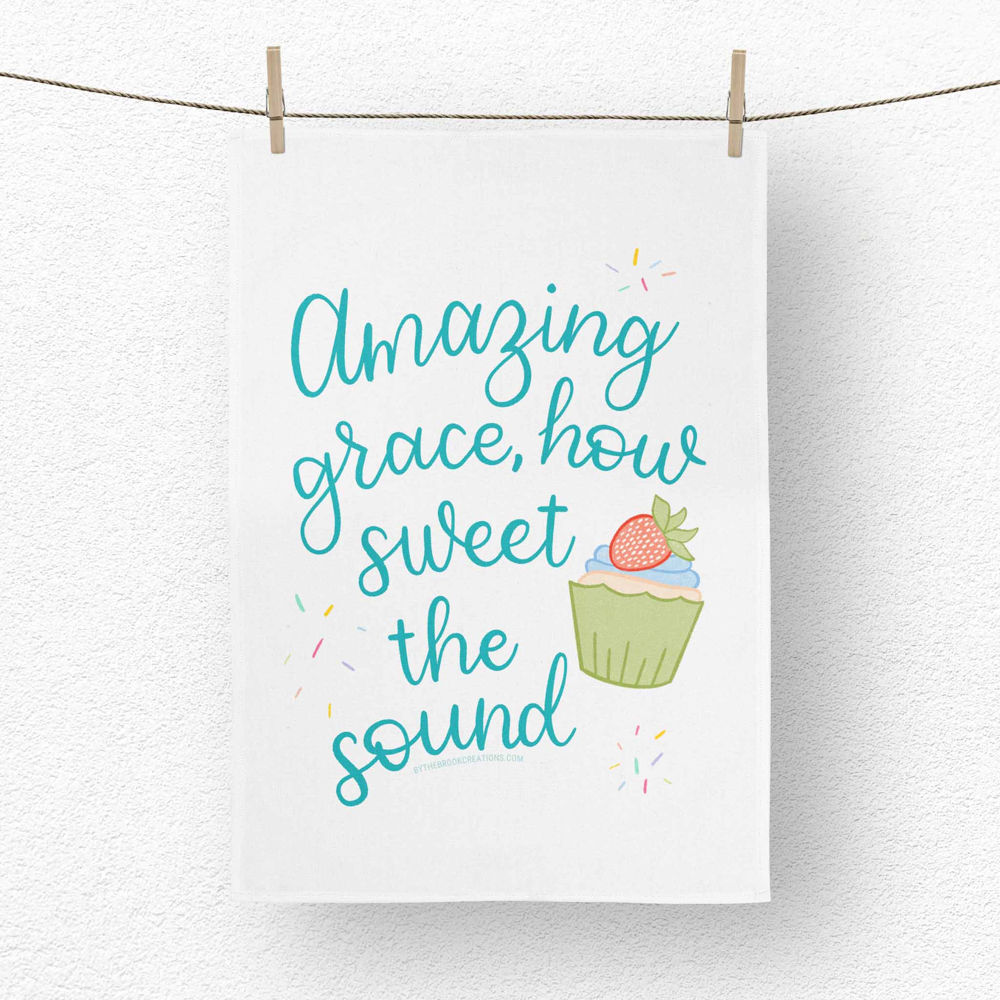Amazing Grace How Sweet The Sound Christian Hymn Tea Towel from By the Brook Creations