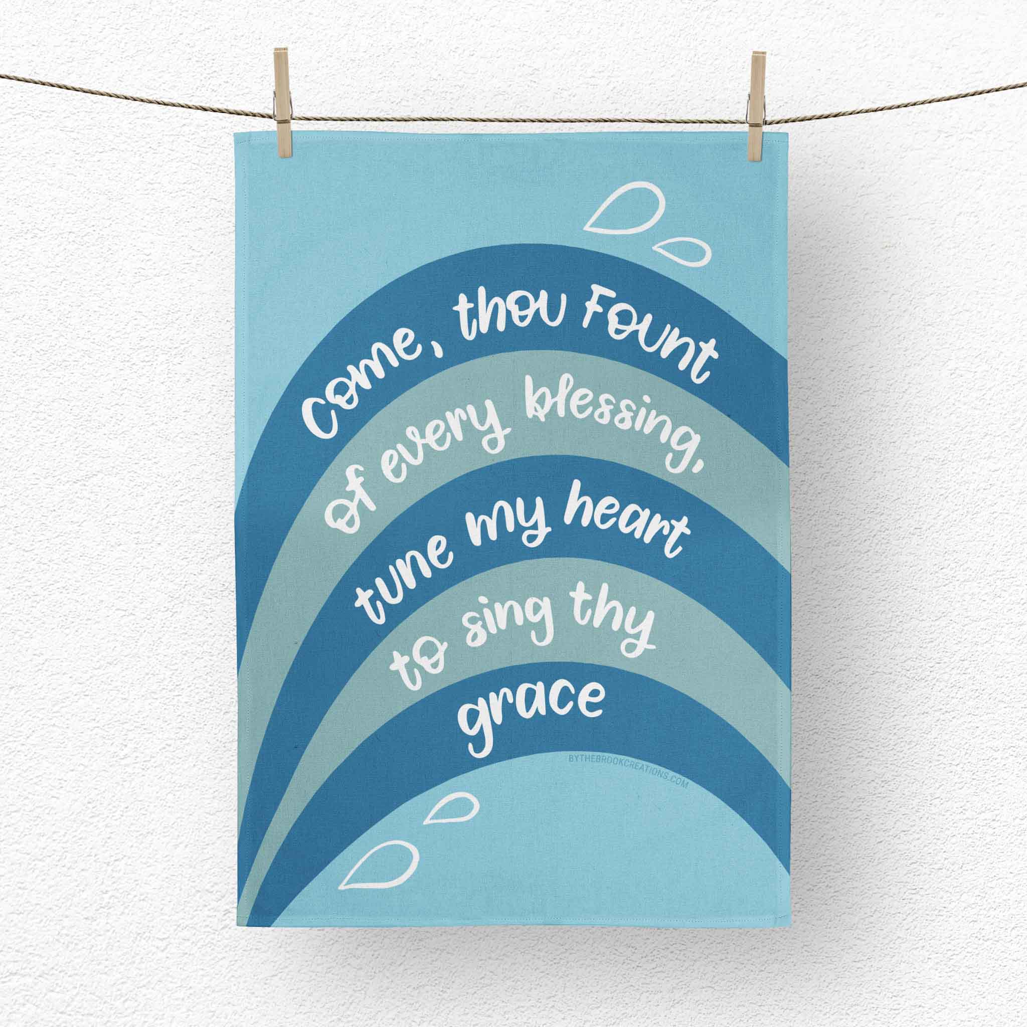 Come Thou Fount Of Every Blessing Christian Hymn Tea Towel from By the Brook Creations