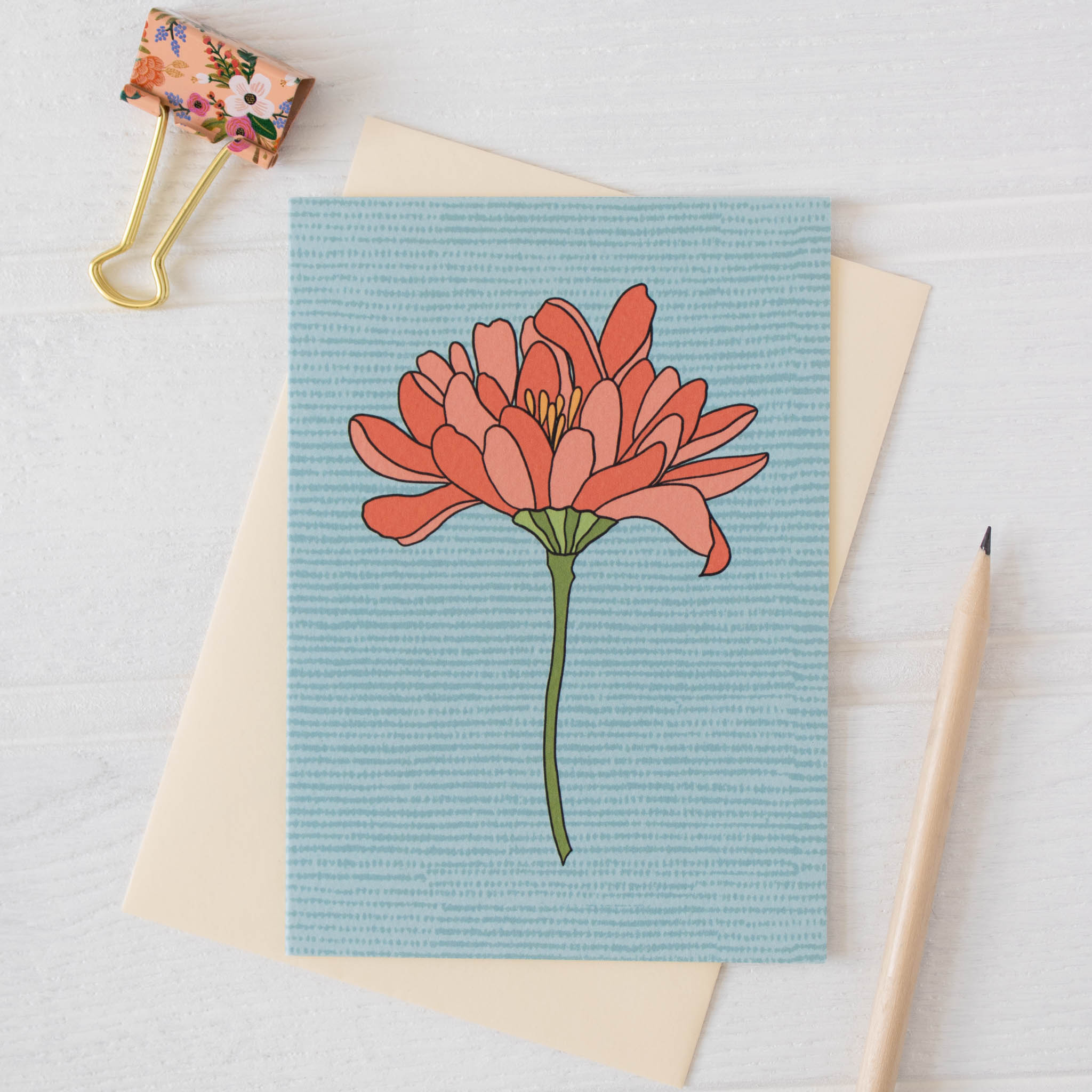 Coral Flower Card with envelope