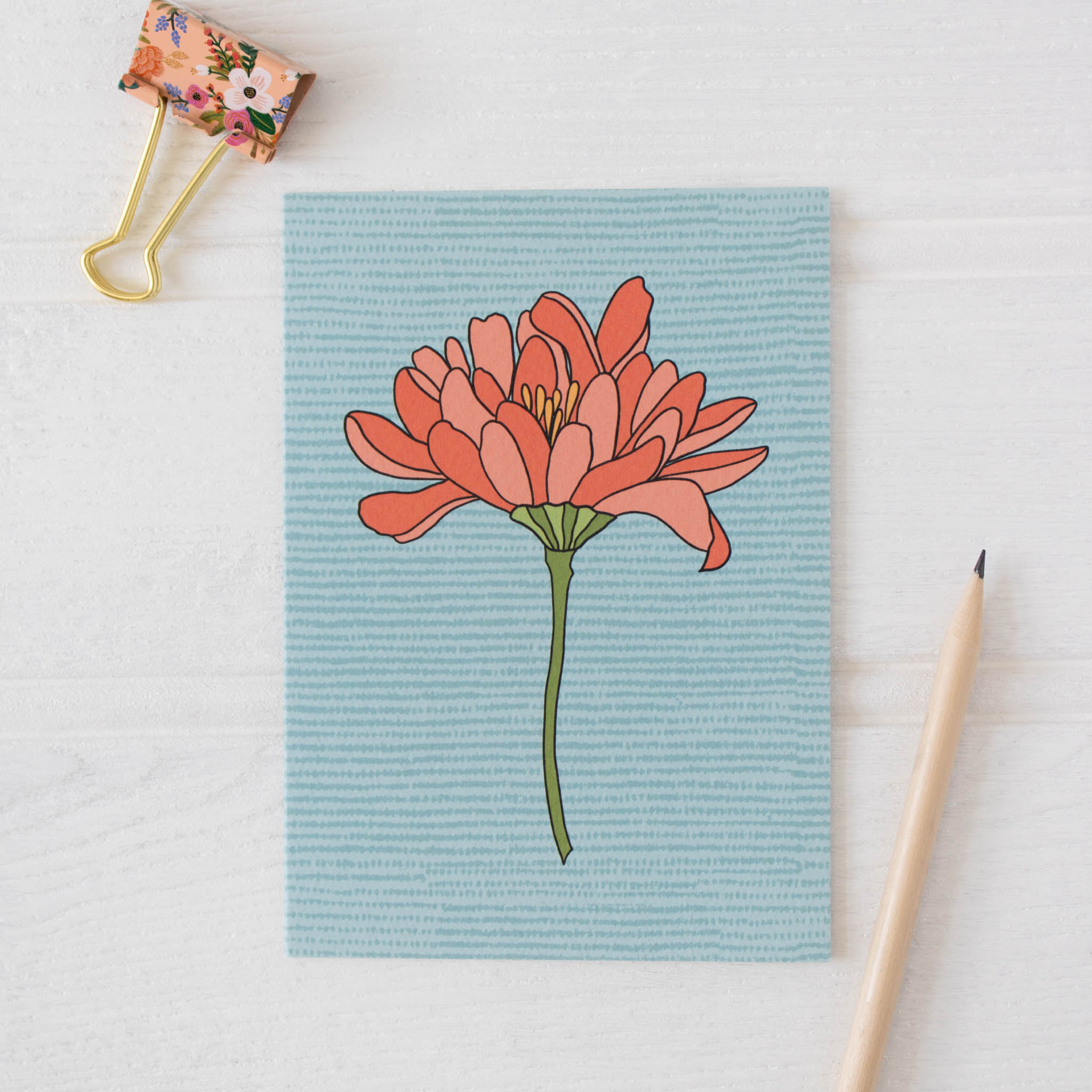 Coral Flower Textured Card
