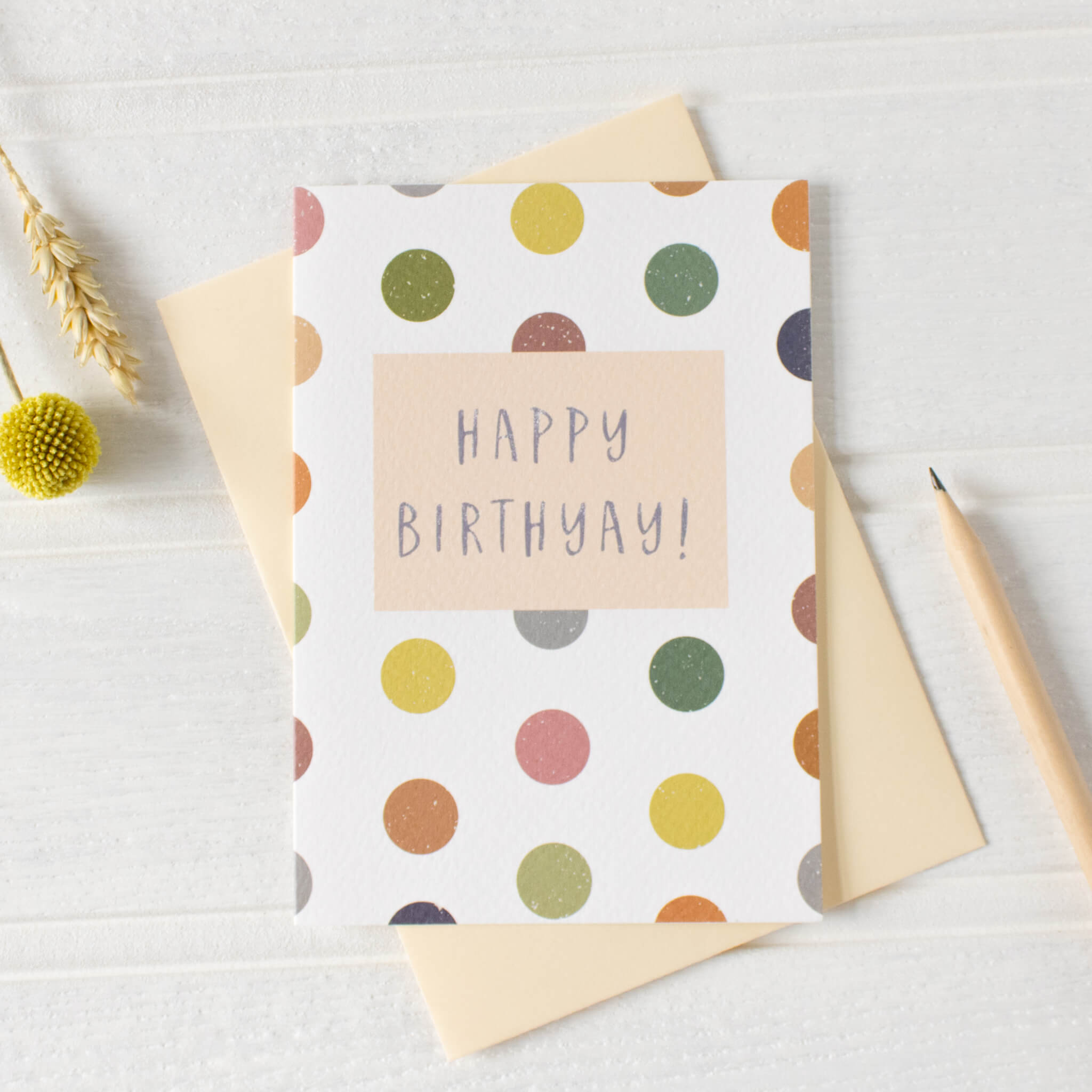 The Happy Birthday (BirthYay) card comes with an eco friendly envelope