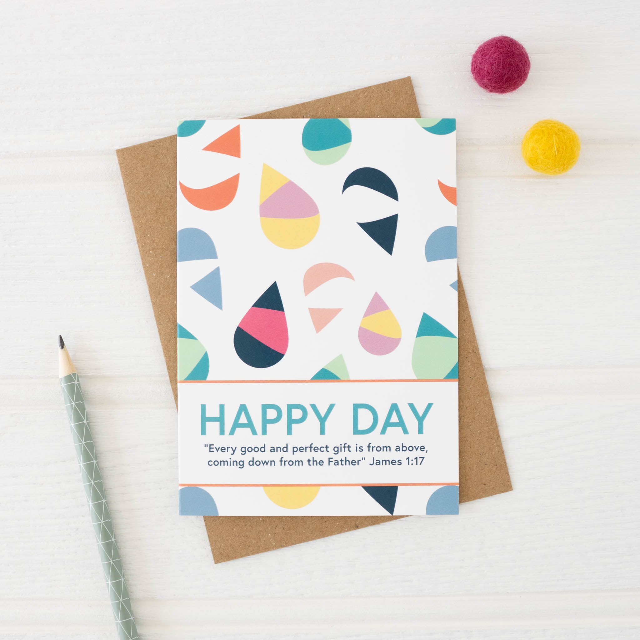 Happy Day Bible Verse Celebration Card and envelope - By the Brook Creations