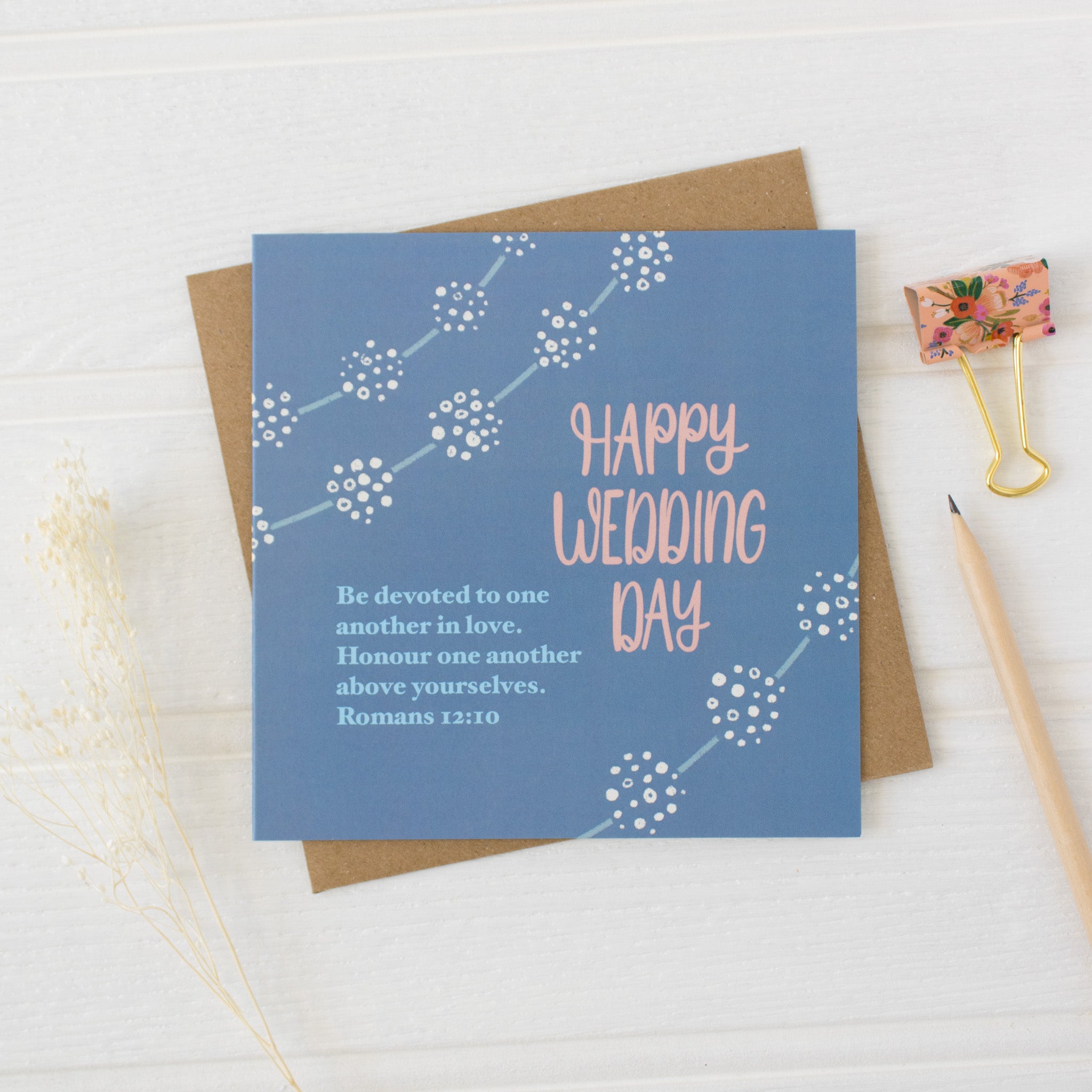 Happy Wedding Day Bible Verse Wedding Card with envelope