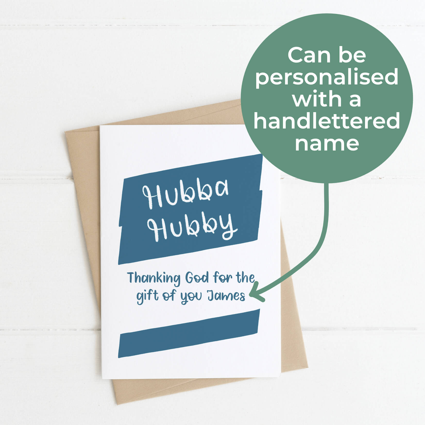 Hubba Hubby Thanking God For You Personalisable Christian Card with custom name