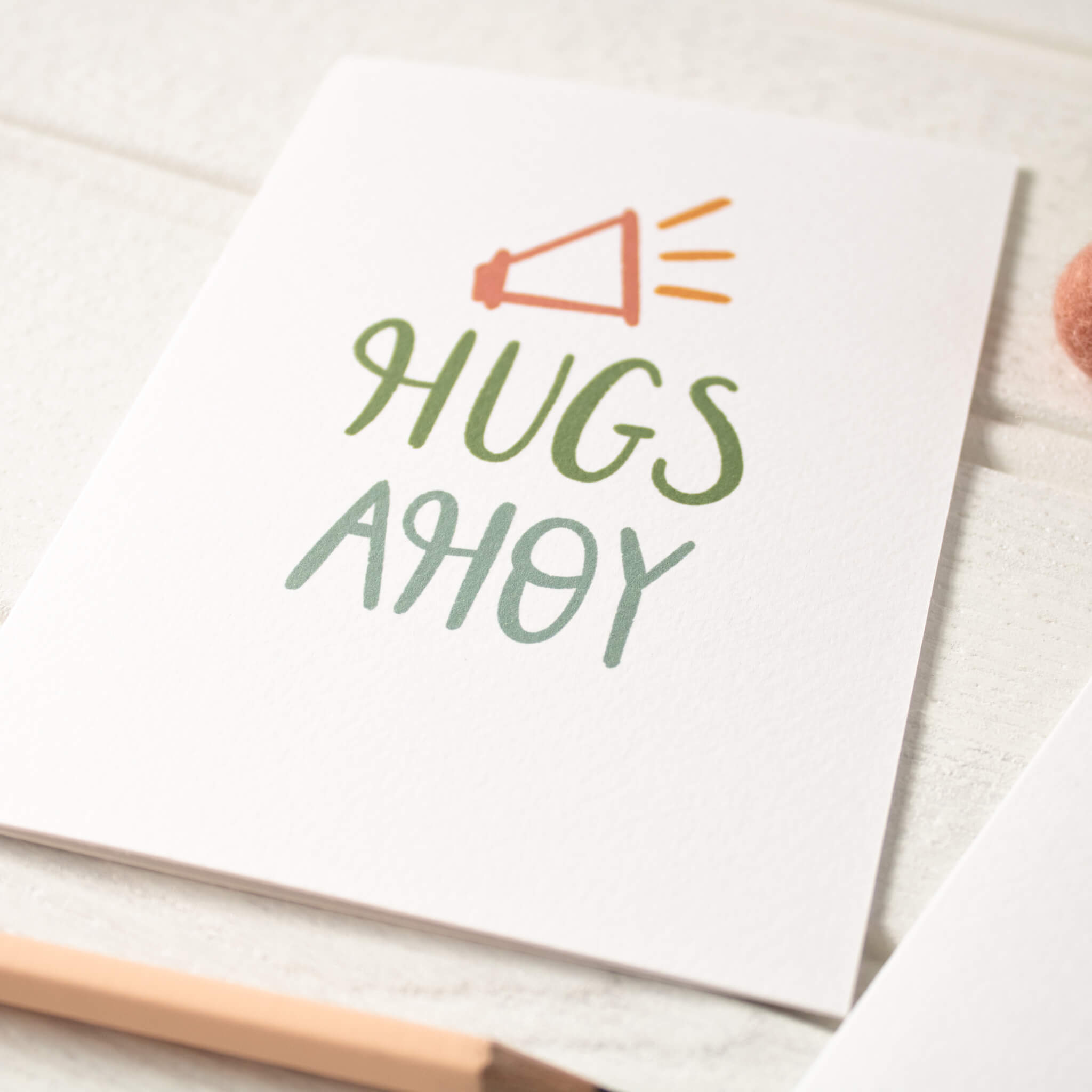 Hugs Ahoy encouragement card closeup