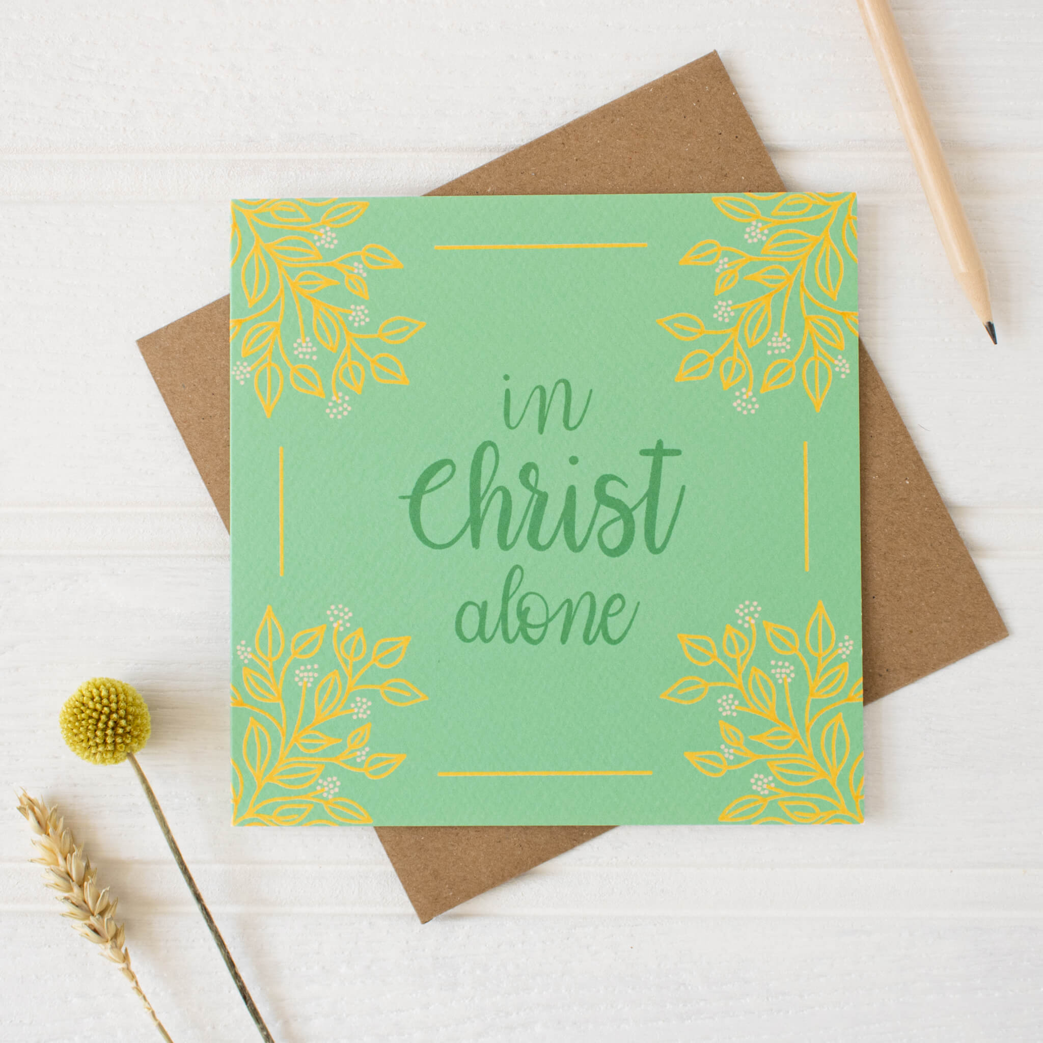 In Christ Alone Card in green with envelope