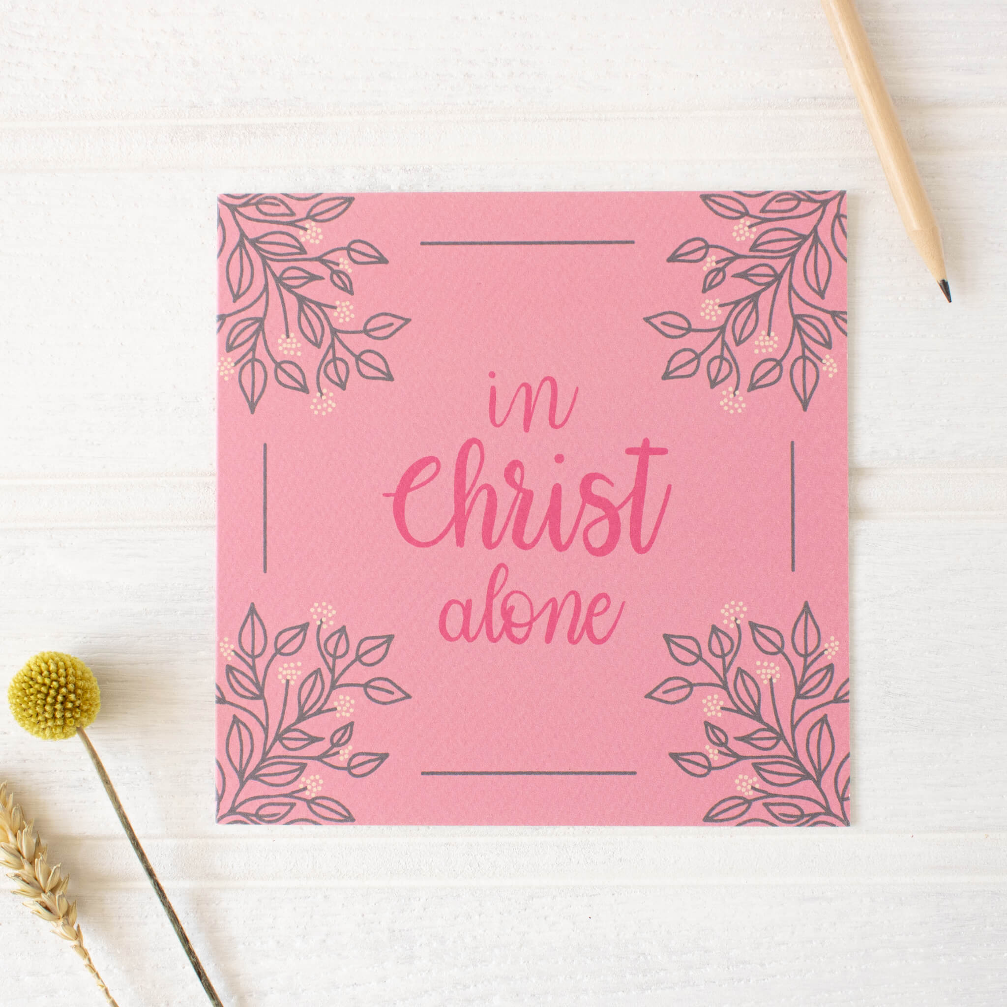 In Christ Alone Card in pink