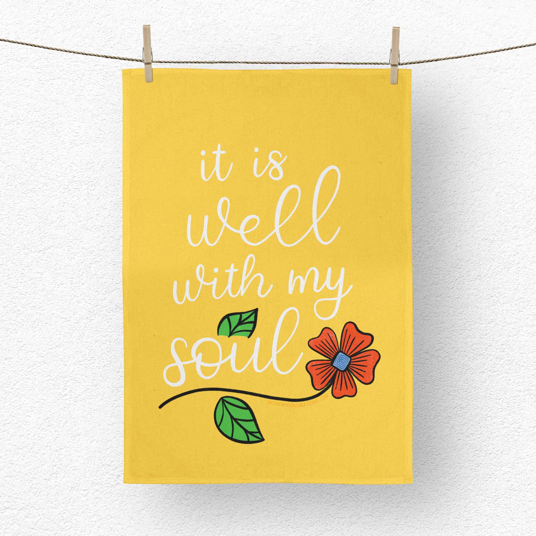 It Is Well With My Soul Christian Hymn Tea Towel from By the Brook Creations