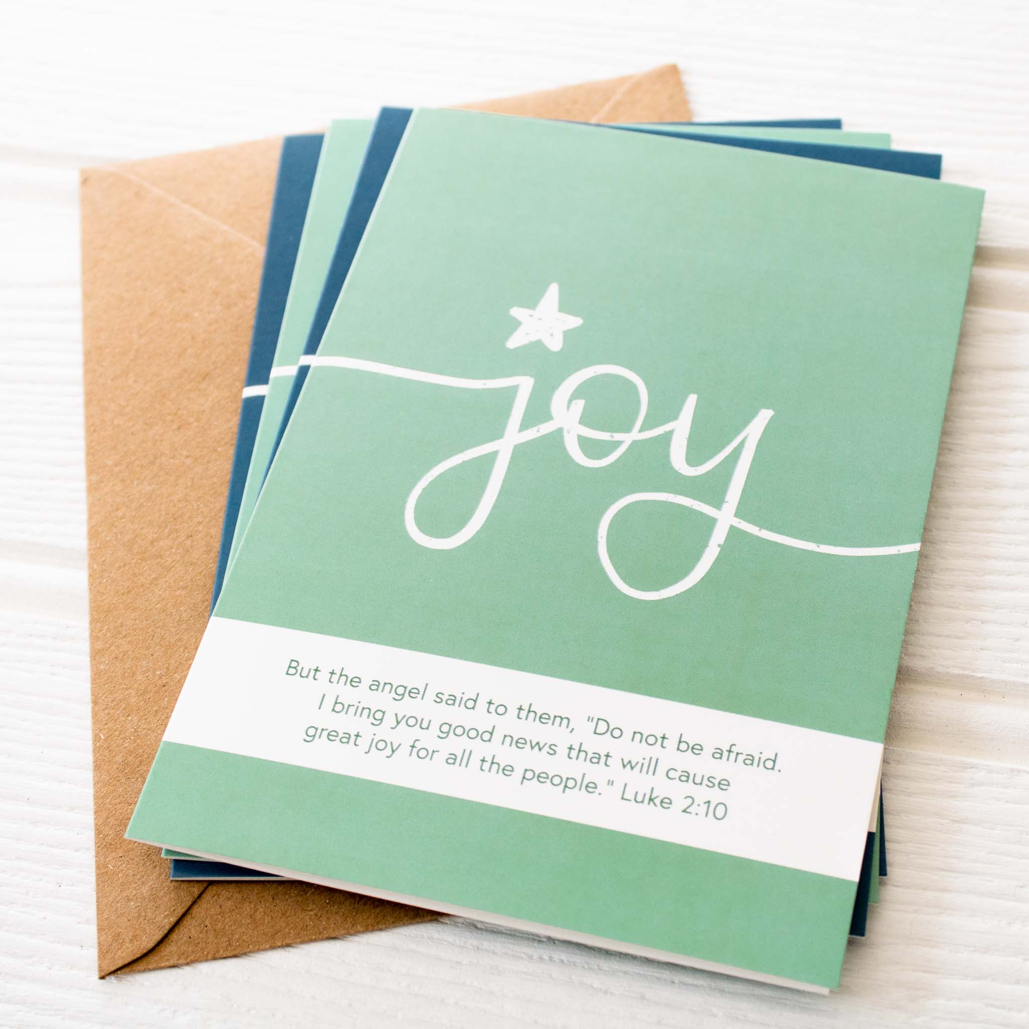 Joy Starburst Bible Verse Christmas Card Pack with kraft envelopes