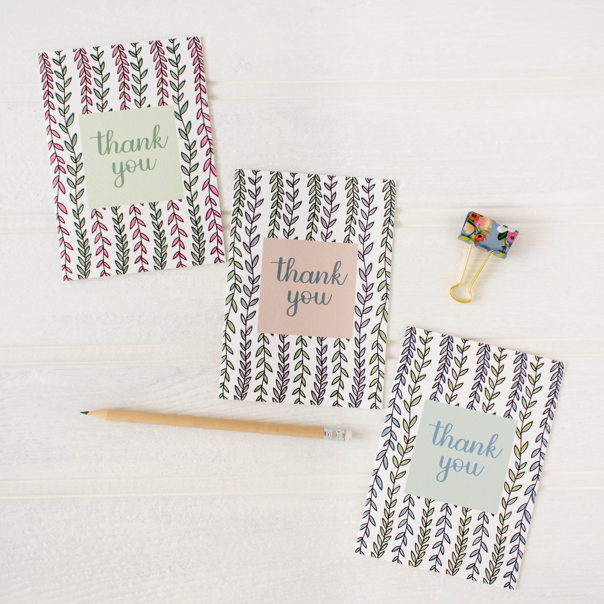 Leafy Thank You Card Pack