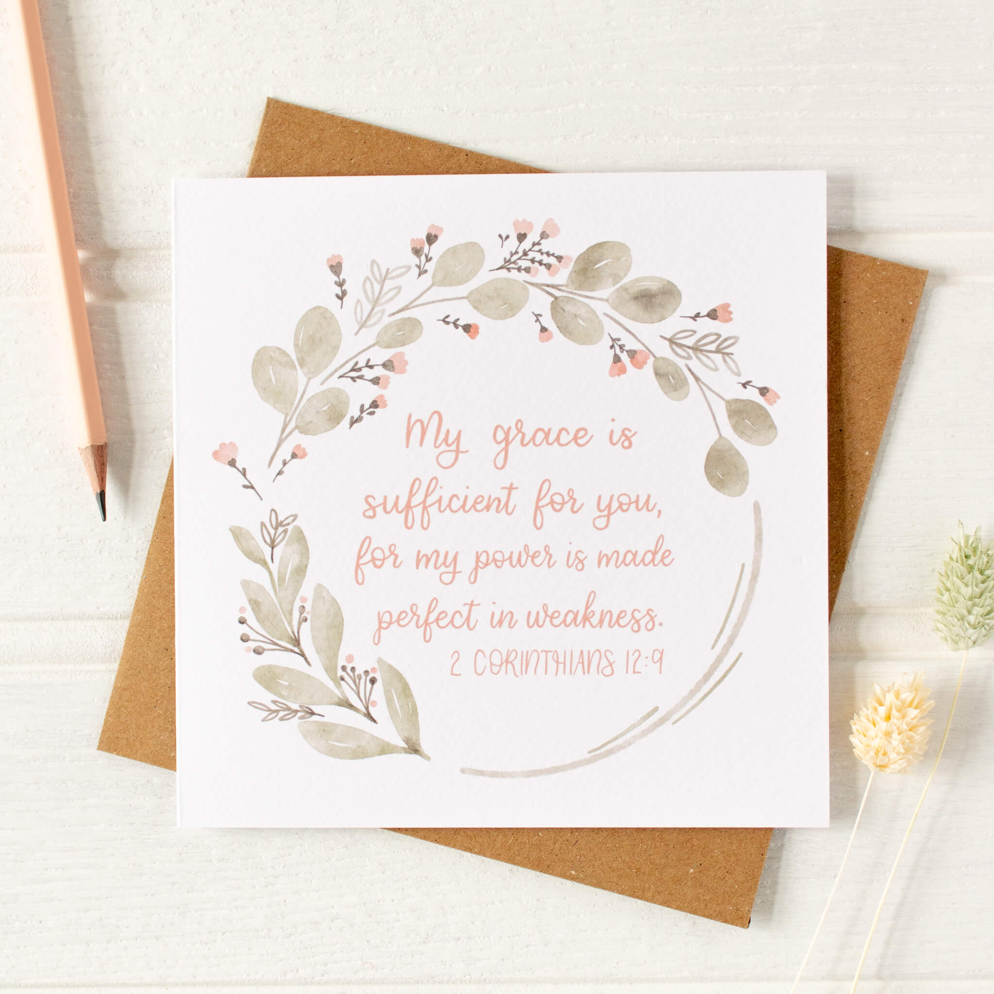 My Grace Is Sufficient For You 2 Corinthians 12 Card with envelope