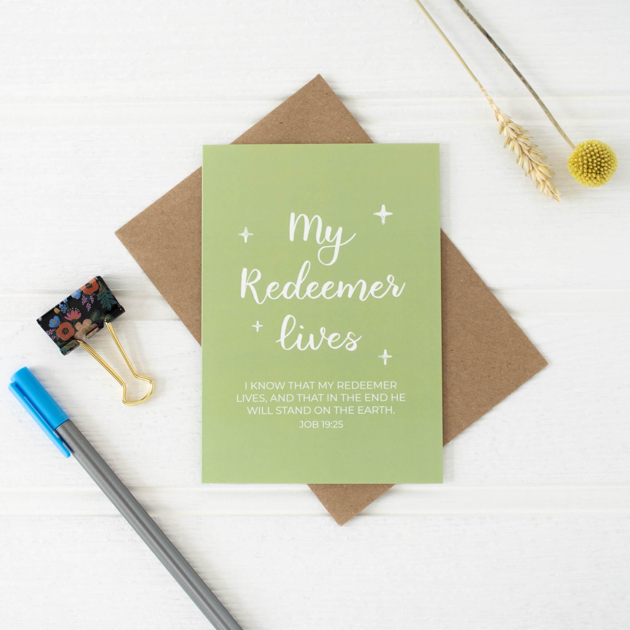 My Redeemer Lives Card - Job 19:25 - By the Brook Creations