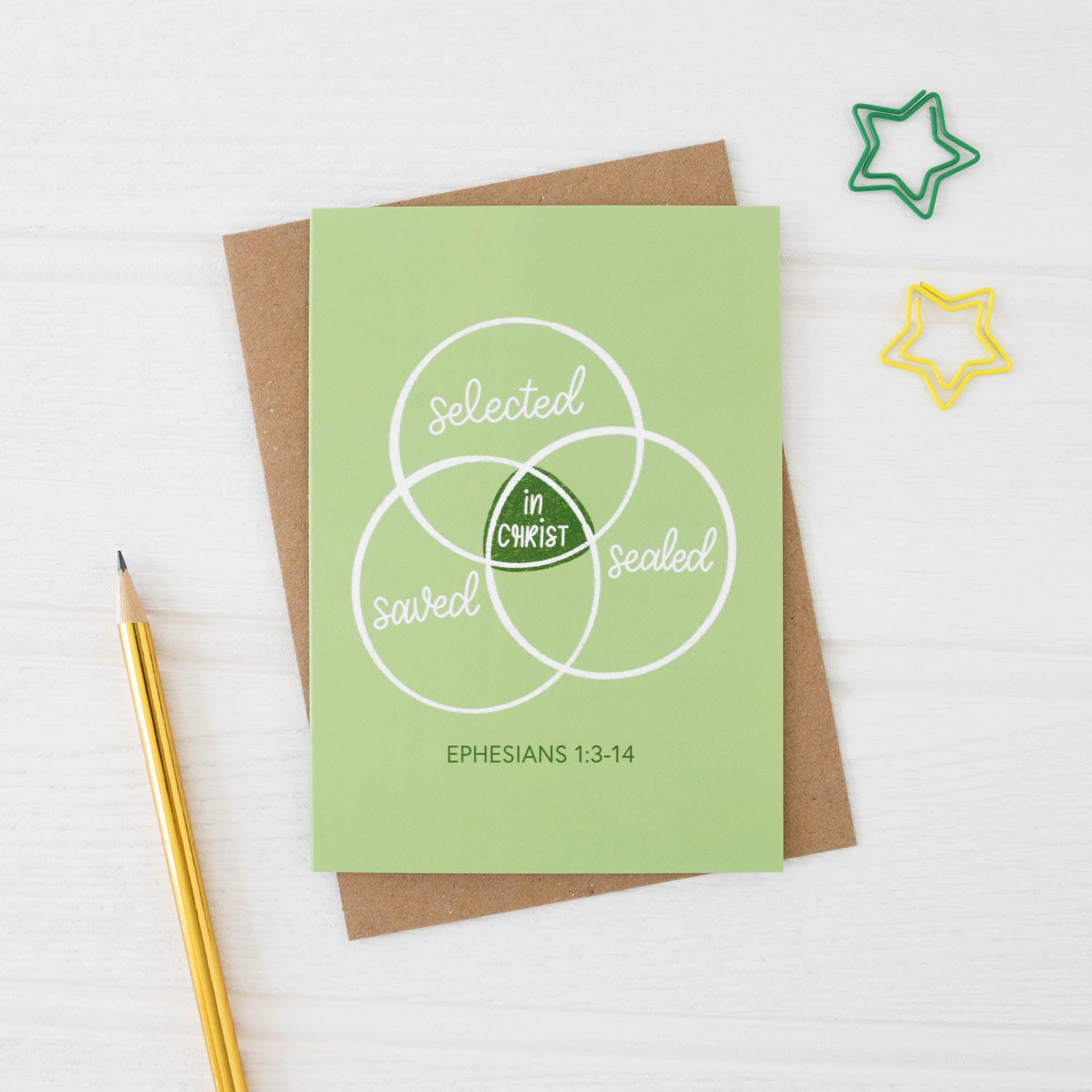 Selected, Saved, Sealed In Christ Christian Identity Card and envelope - By the Brook Creations