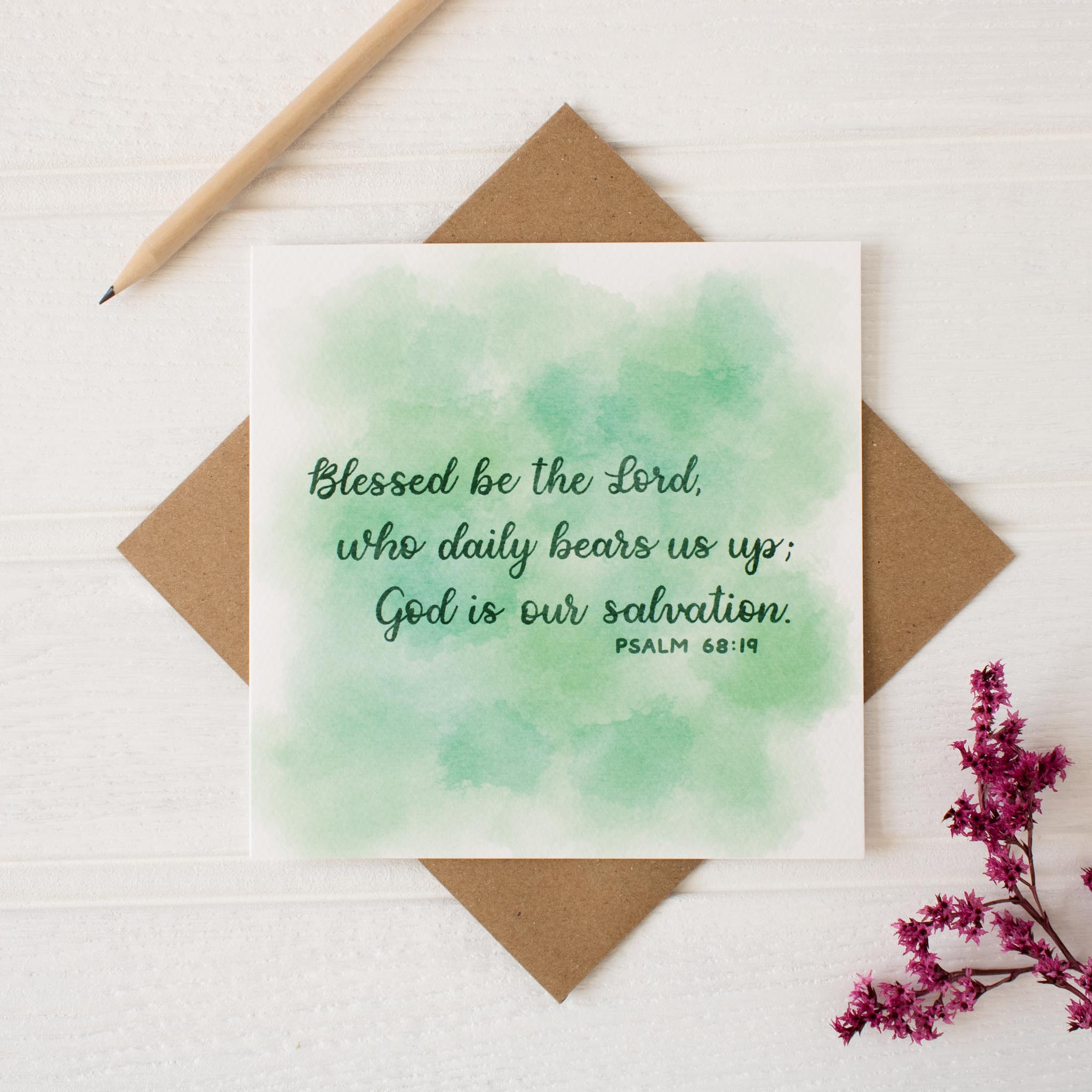 The Lord Daily Bears Us Up Card with envelope