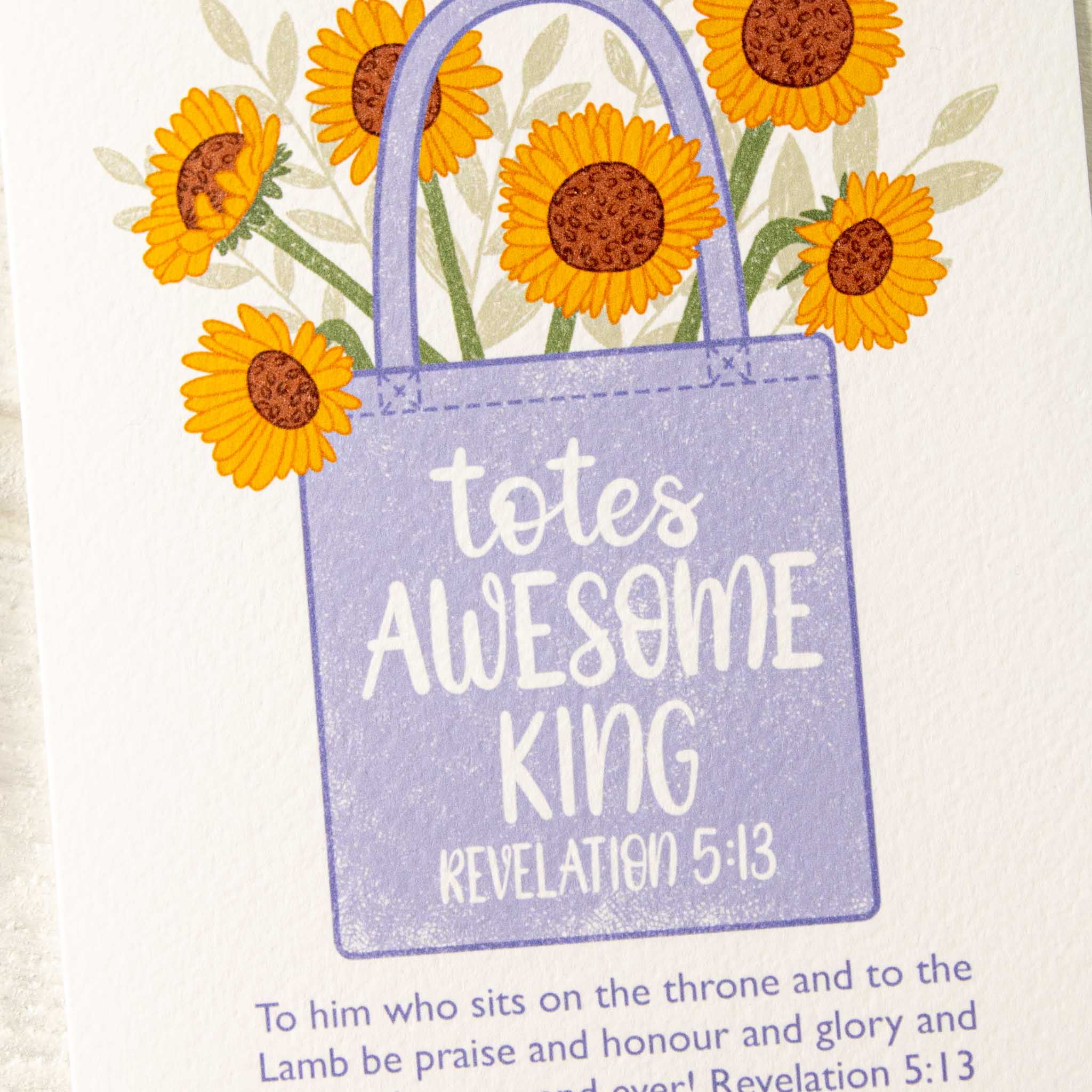 Closeup of textured Totes Awesome King Card