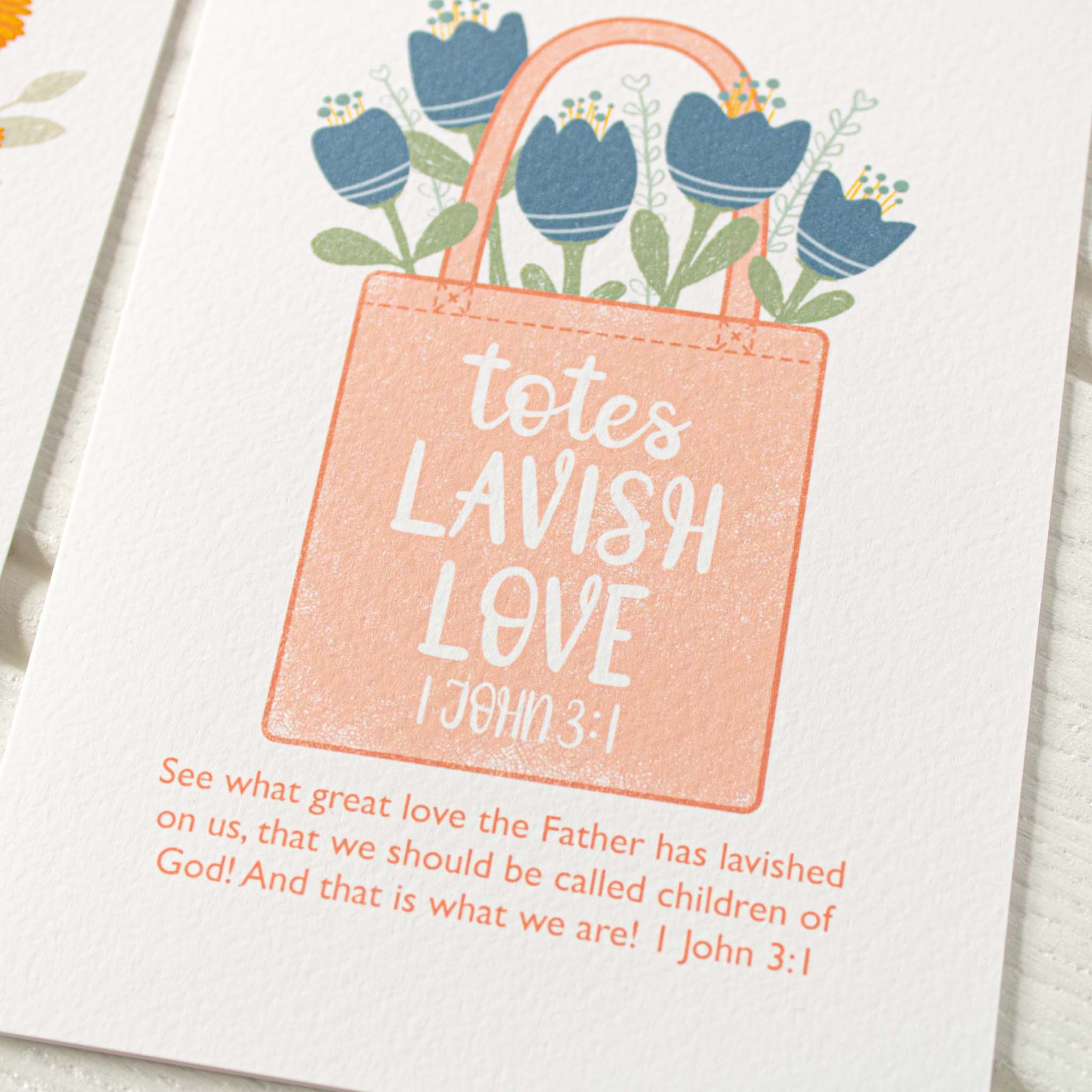 Closeup of textured Totes Lavish Love Card