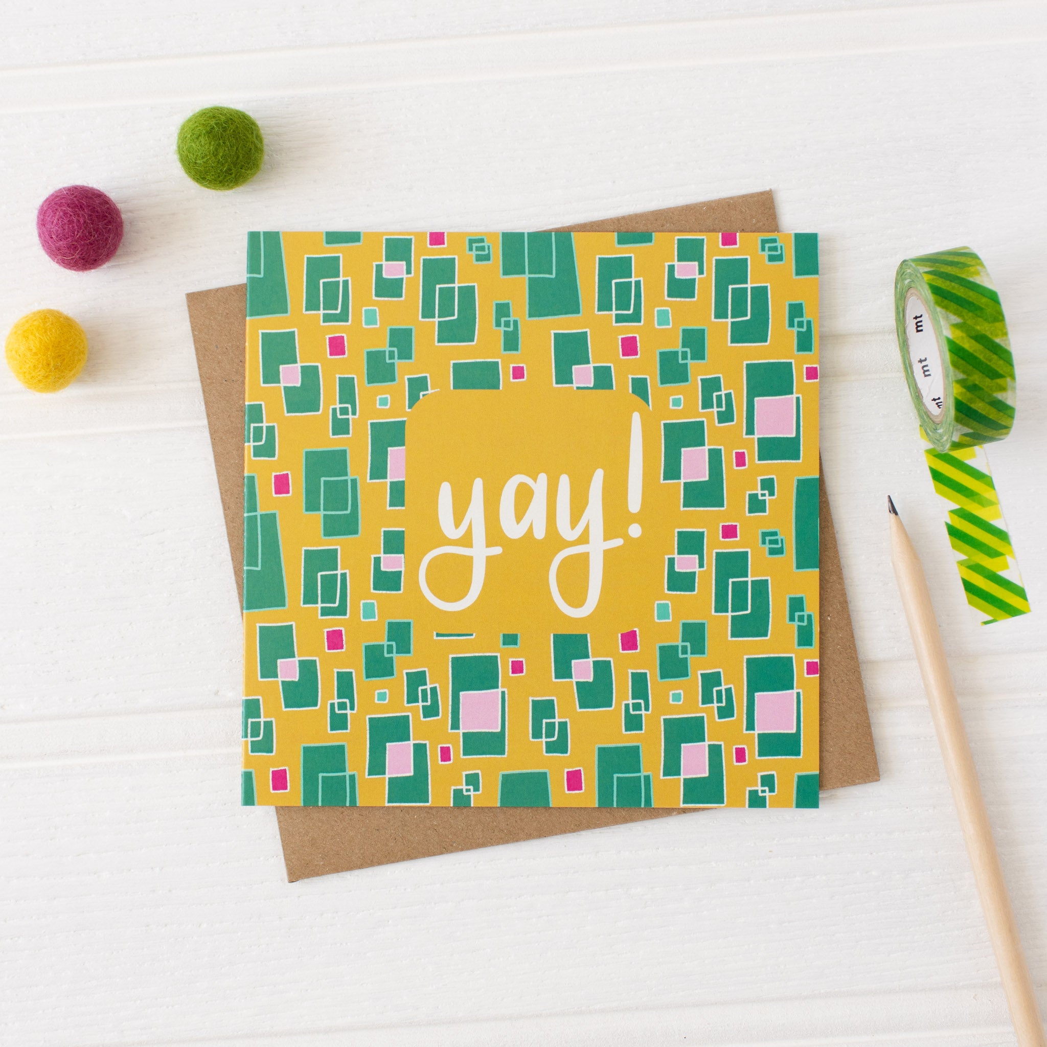 Yay Patterned Celebration Card with envelope