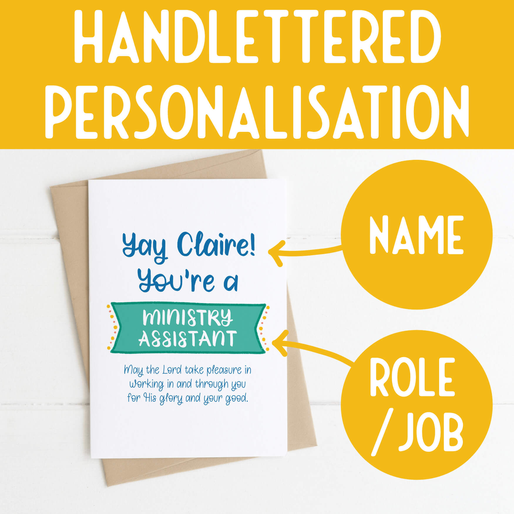 Yay You're A Fill The Blank Personalised New Job Or Role Christian Card - with personalised name and job or role