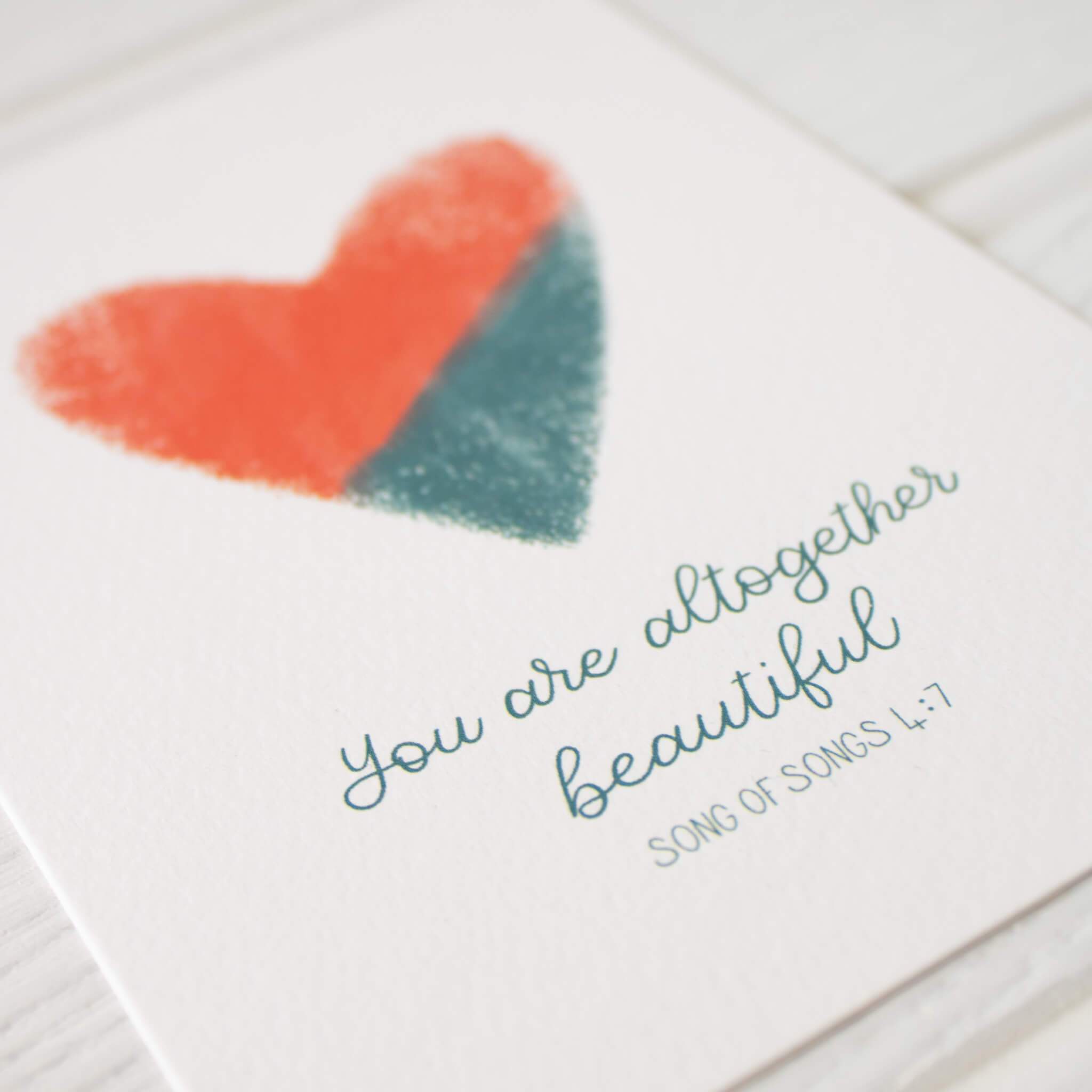 You are Altogether Beautiful Card - Song of Songs 4:7 - By the Brook Creations